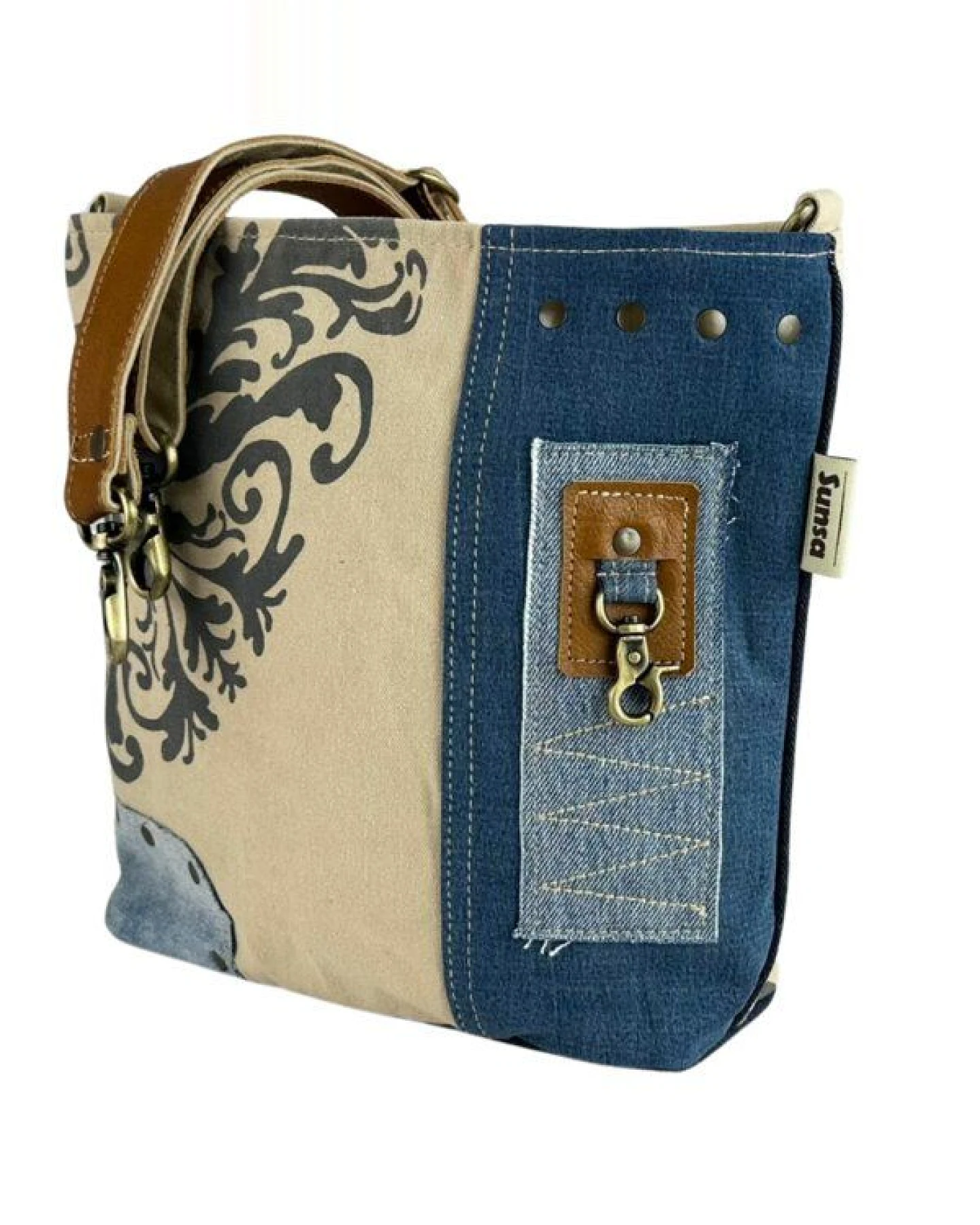 Sunsa Umhängetasche. Crossbody mit Mandala Motiv, Jeanstasche – Ansicht 4
