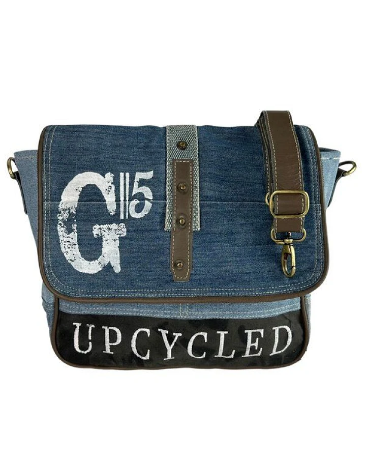 Sunsa Messenger Tasche, Nachhaltige Recycelte Jeans Umhängetasche A4 geeignet
