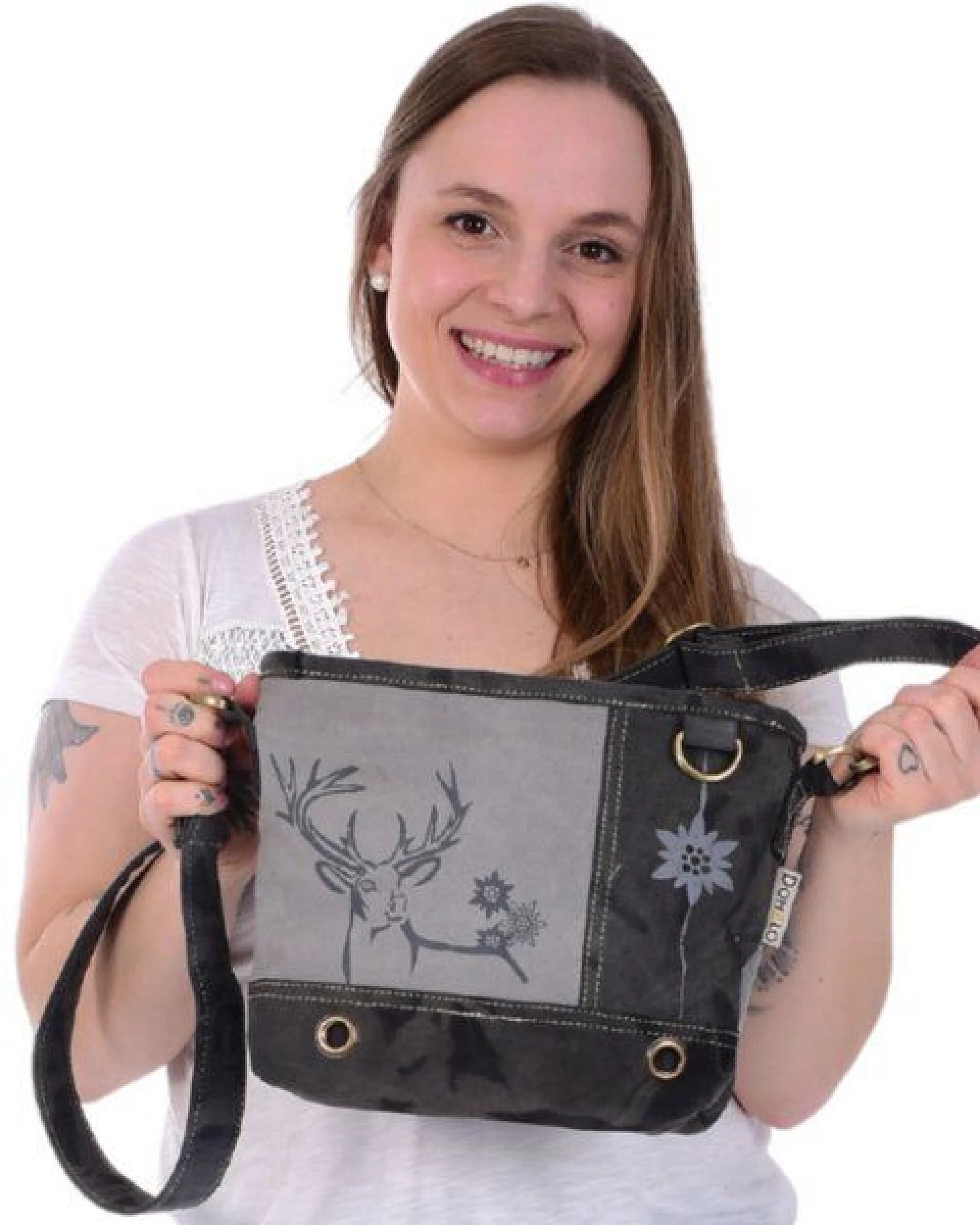 Domelo Trachtentasche. vegane Canvas Umhängetasche mit bedruckte Trachten Motiv – Ansicht 2
