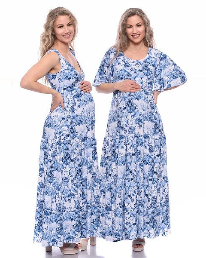 Milchshake KAYA & KAYO 2tlg. VARIO-SET Maxikleid Umstands-& Stillkleid (Clivia) aus TENCEL Jersey