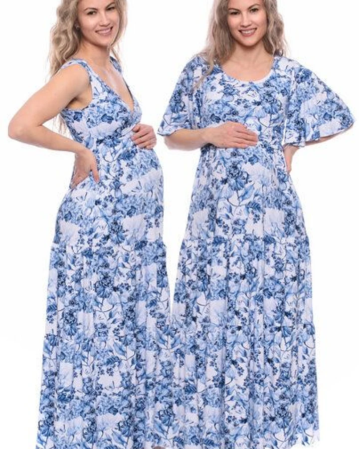 Milchshake KAYA & KAYO 2tlg. VARIO-SET Maxikleid Umstands-& Stillkleid (Clivia) aus TENCEL Jersey