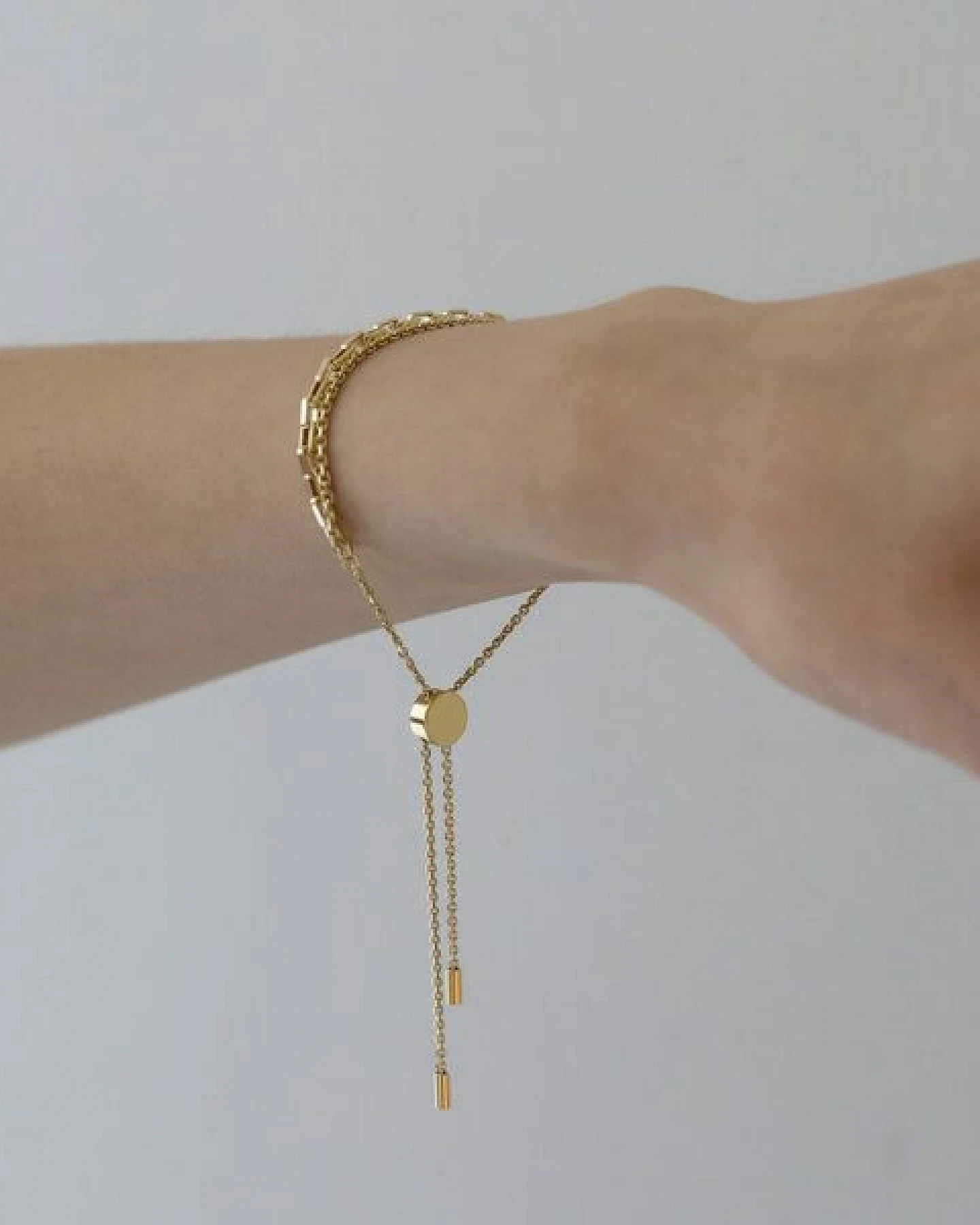 BELLYBIRD Jewellery Armband - Doppelkette mit Pushbutton aus Silber/ Silber vergoldet – Ansicht 2