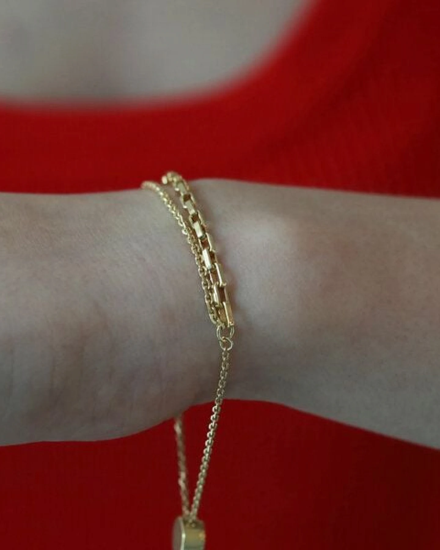 BELLYBIRD Jewellery Armband - Doppelkette mit Pushbutton aus Silber/ Silber vergoldet – Ansicht 2