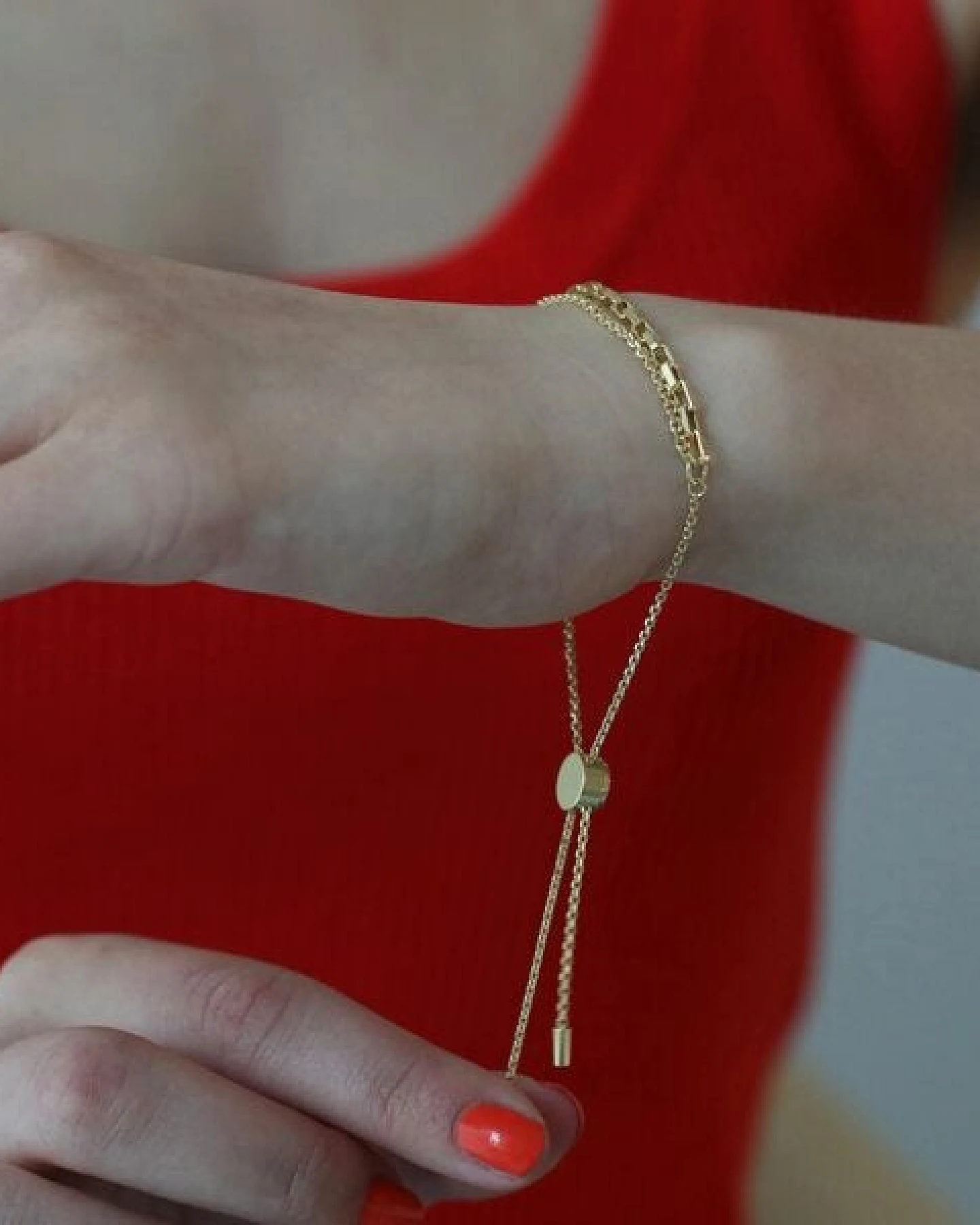 BELLYBIRD Jewellery Armband - Doppelkette mit Pushbutton aus Silber/ Silber vergoldet – Ansicht 4