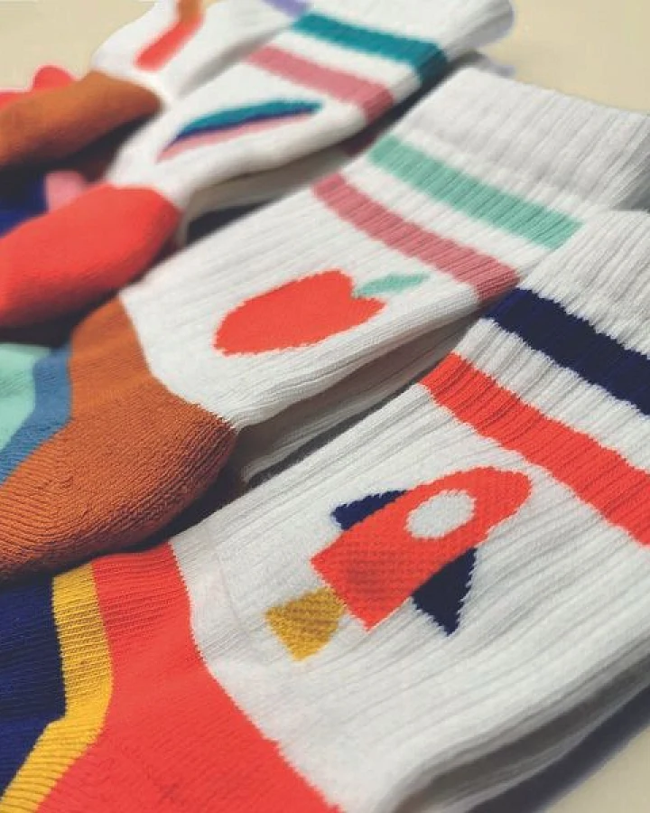 Fräulein Prusselise Sportsocke,Tennissocke 4er Pack KInder bunt und cool für Kinder, bunt gemustert