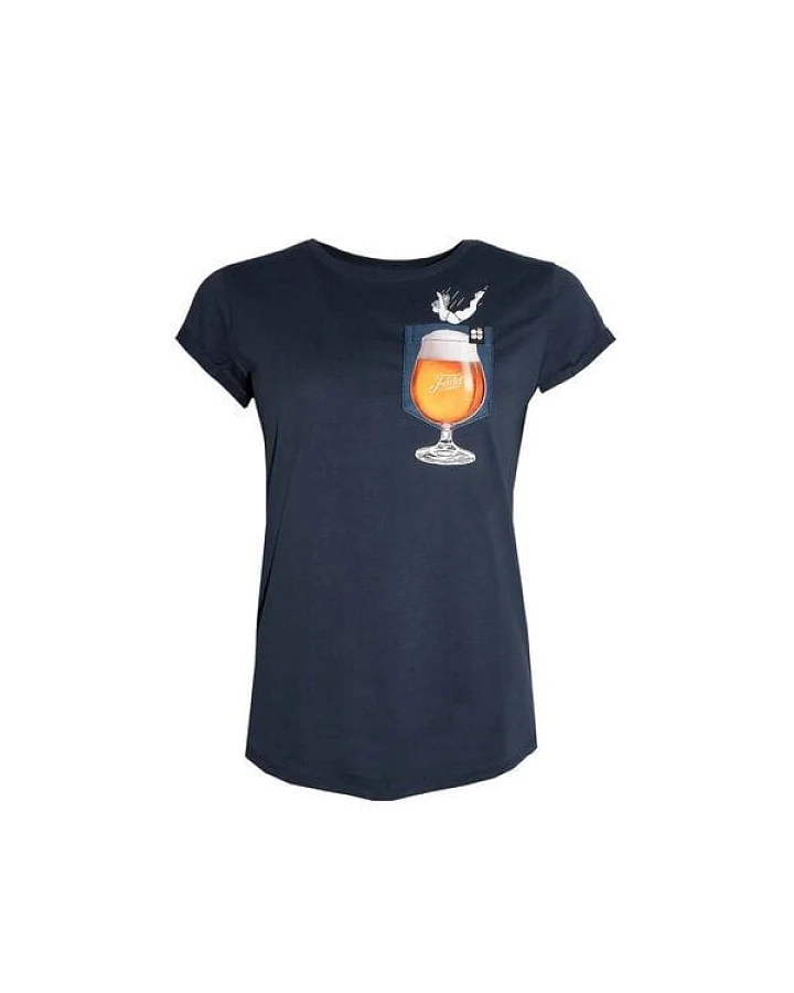 Damen T-Shirt Rundhals aus Bio-Baumwolle "Bier BT" Blau von Fädd