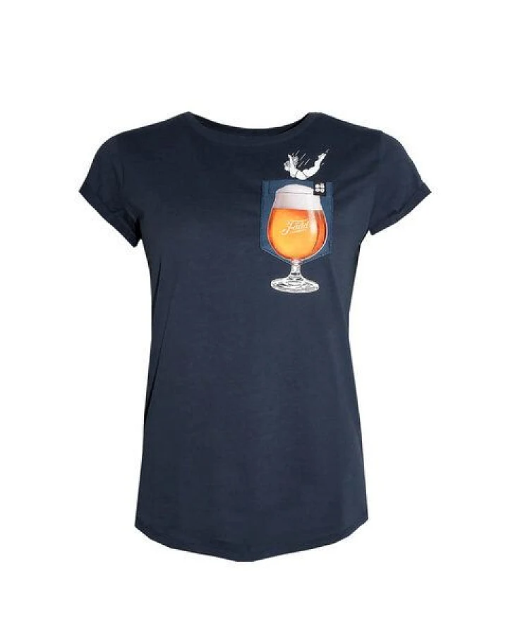 Damen T-Shirt Rundhals aus Bio-Baumwolle "Bier BT" Blau von Fädd