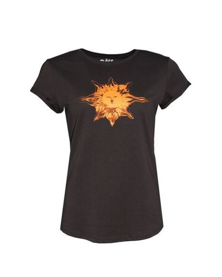Damen T-Shirt Rundhals aus Bio-Baumwolle "Sonne" Schwarz von Fädd