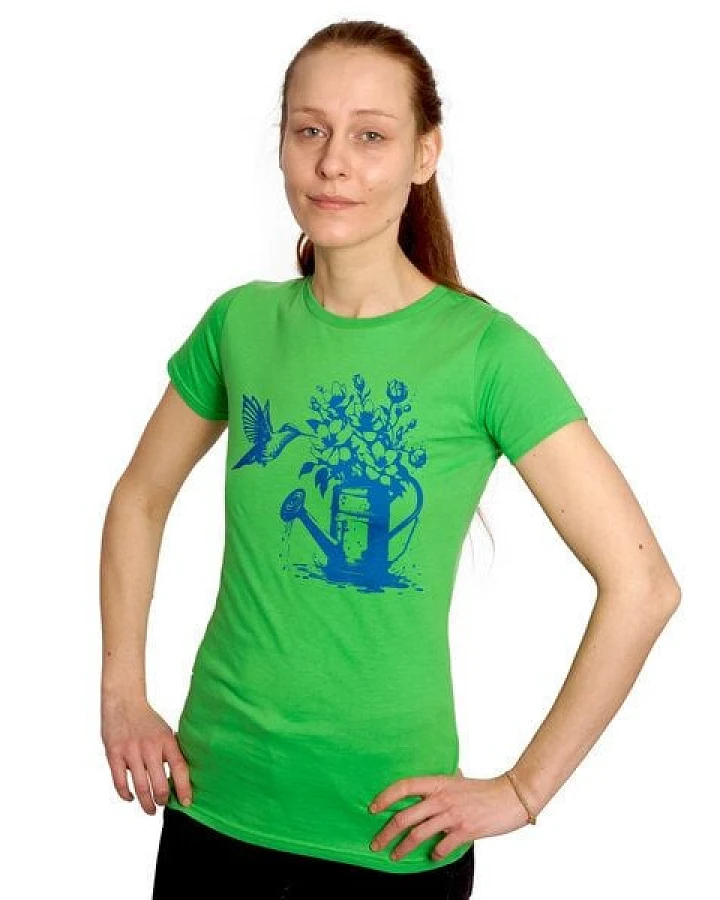 HANDGEDRUCKT "Gartenfreude" Frauen-T-SHIRT von Earth Positiv Biobaumwolle