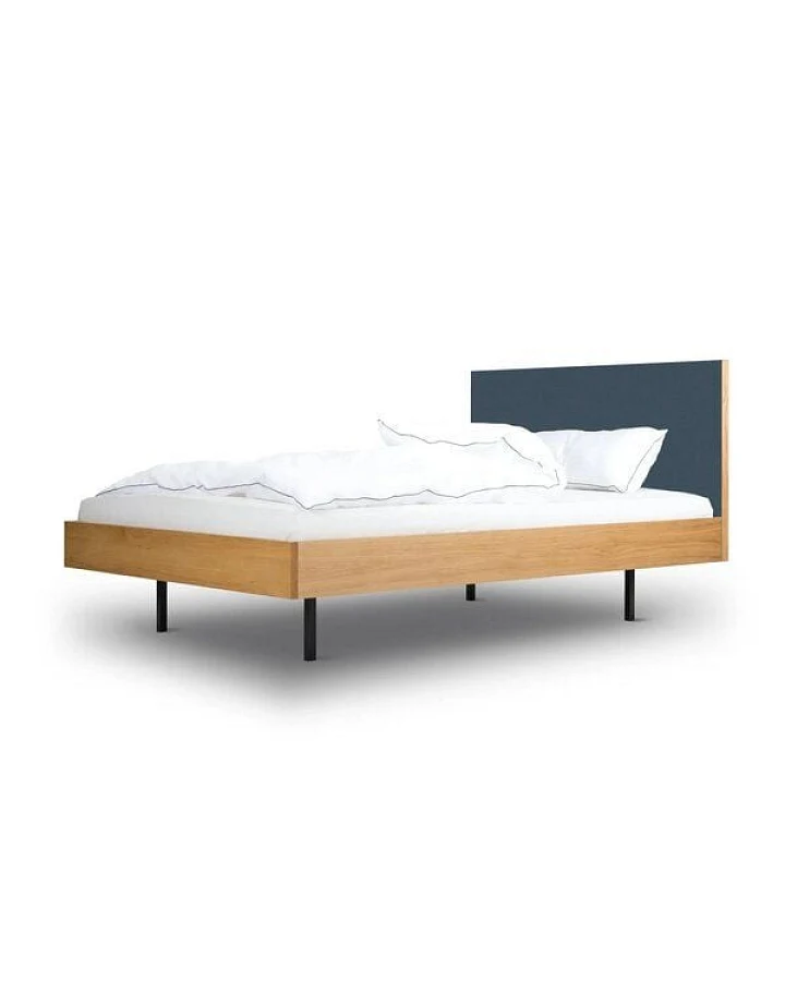 BARTMANN Unidorm Classic - Holzbett aus Eiche mit Kopfteil aus Linoleum