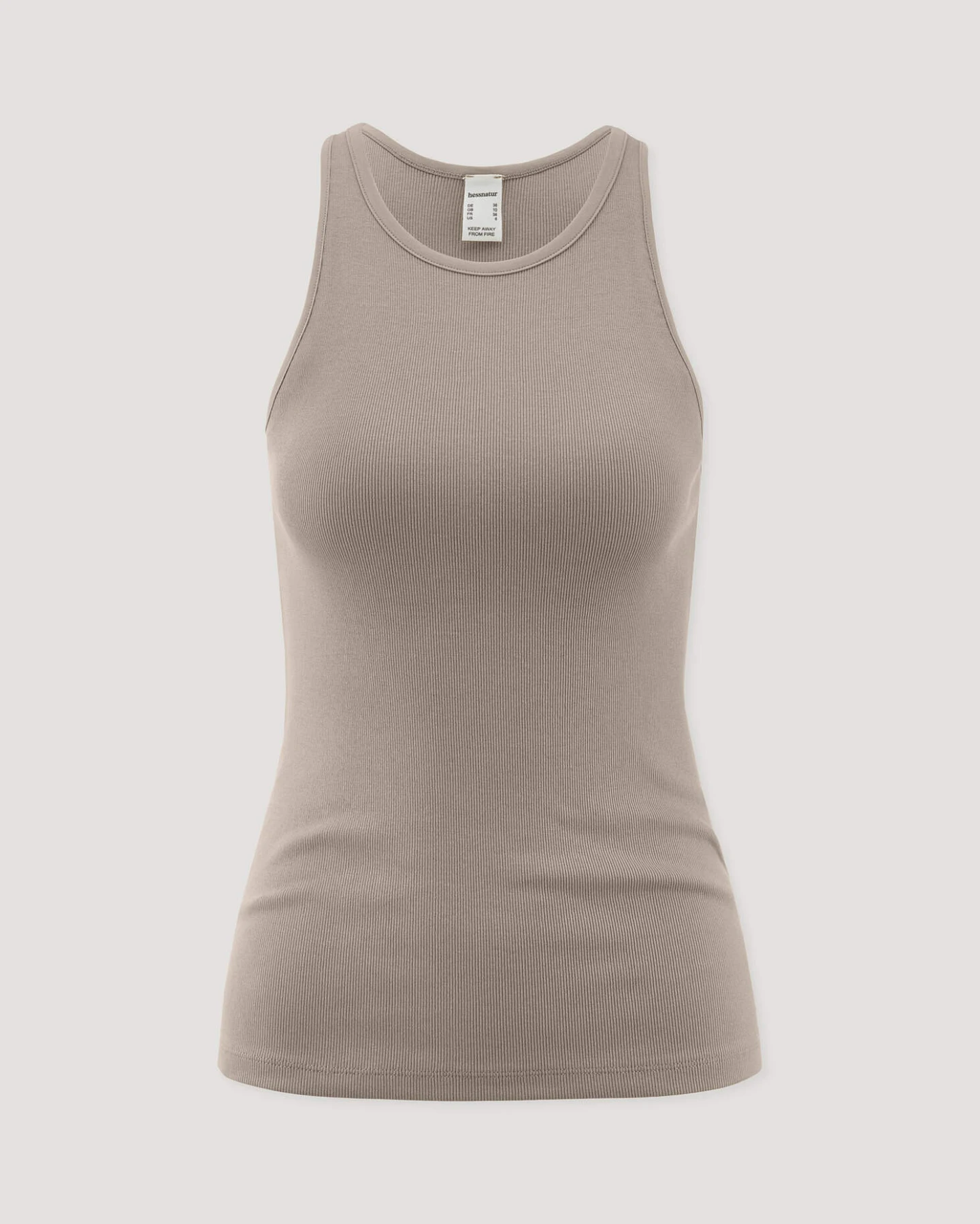 hessnatur Damen High-Neck Ribtop SOFT RIB aus Bio-Baumwolle - beige - Größe 48 – Ansicht 4