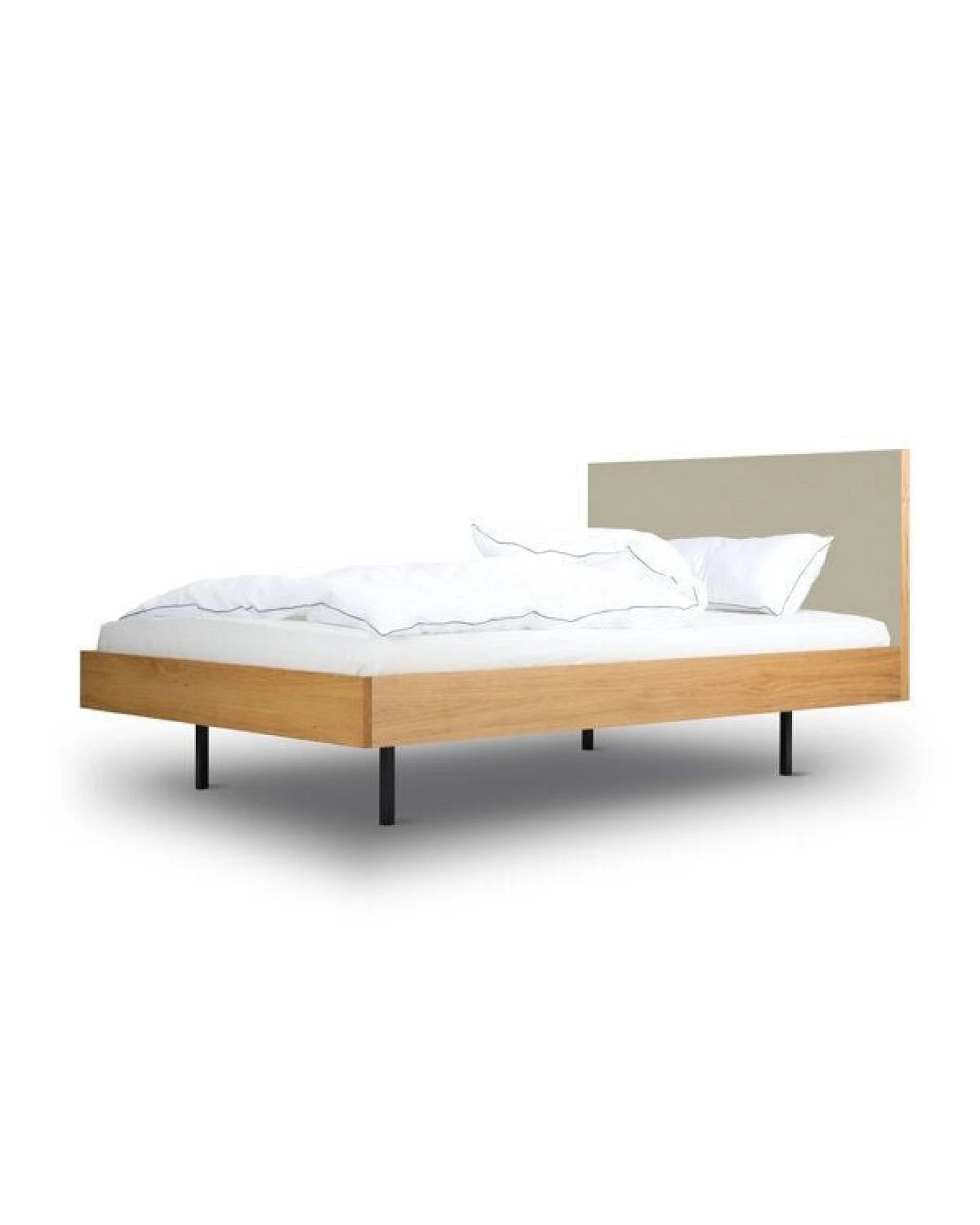 BARTMANN Unidorm Classic - Holzbett aus Eiche mit Kopfteil aus Linoleum – Ansicht 2