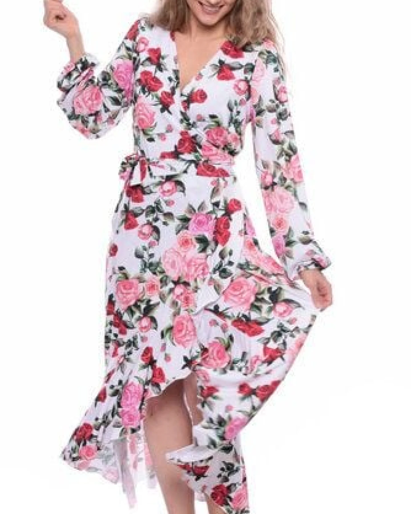 Ingoria EWELIN Wickelkleid mit Volant aus TENCEL Modal mit Blumen Print – Ansicht 3