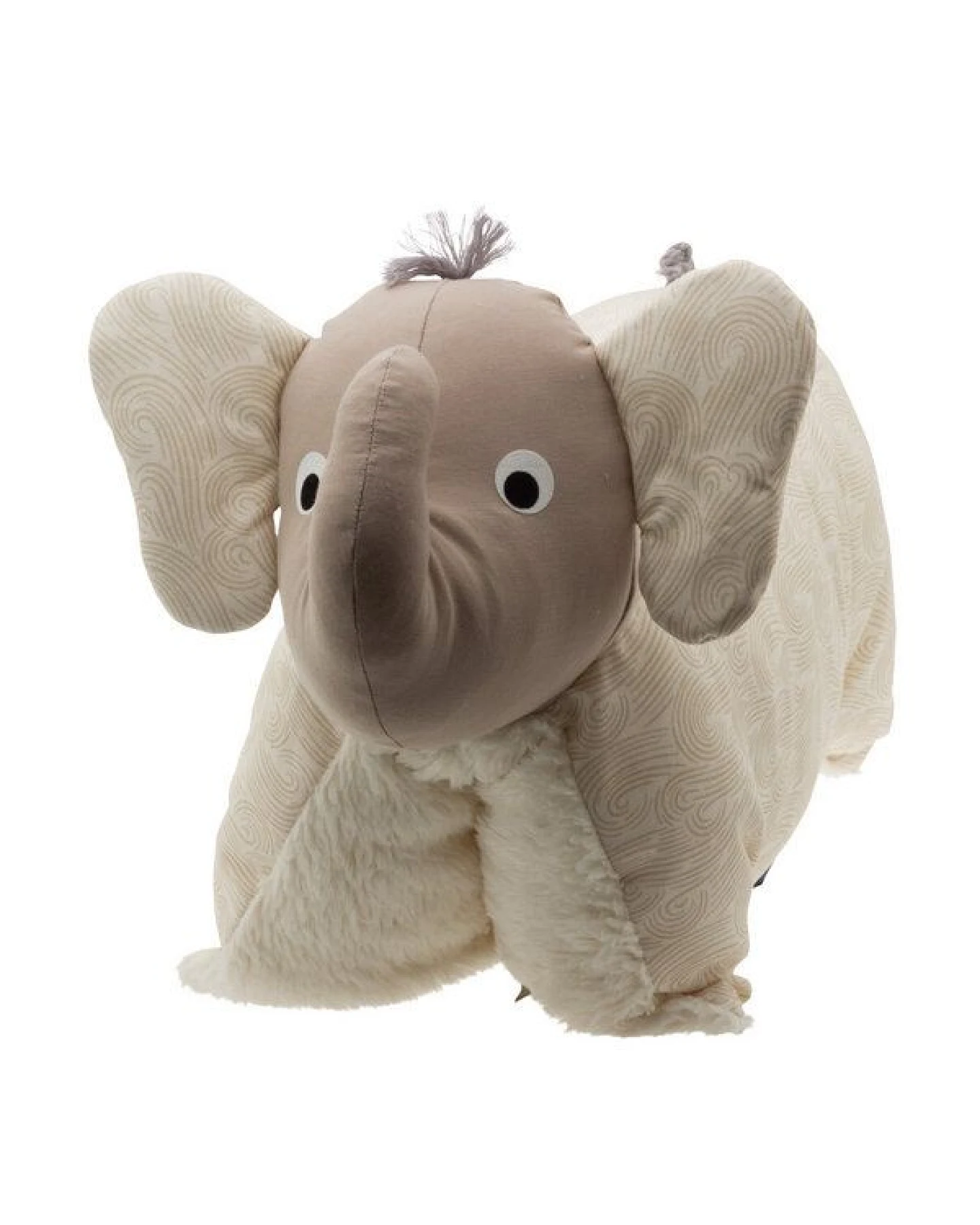 Flosinn Kuschelkissen Elefant als Reisekissen mit Teddyplüsch aus Baumwolle. Personalisierbar – Ansicht 2