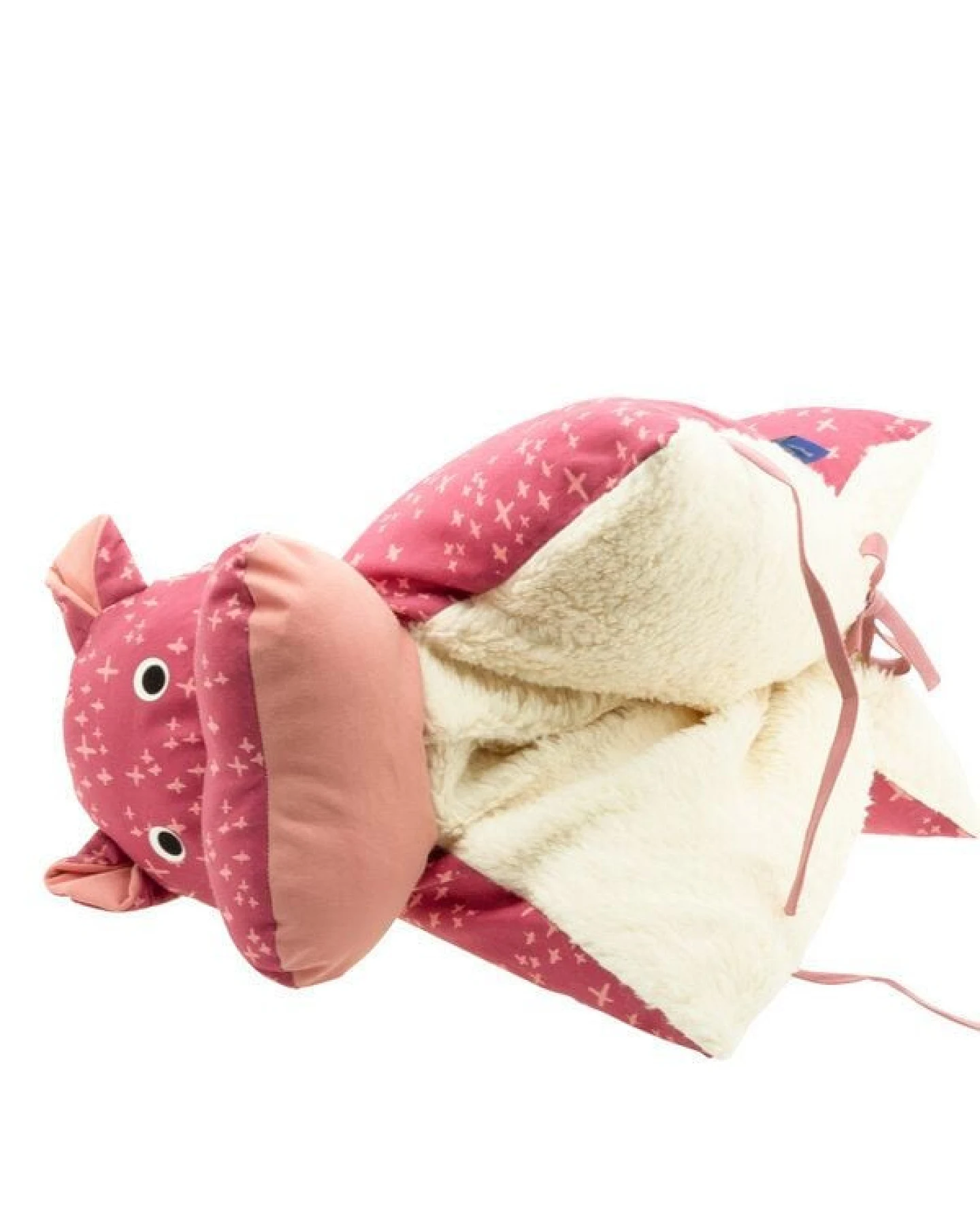 Flosinn Kuscheltierkissen Nilpferd mit Teddyplüsch aus Baumwolle. Personalisierbar – Ansicht 3