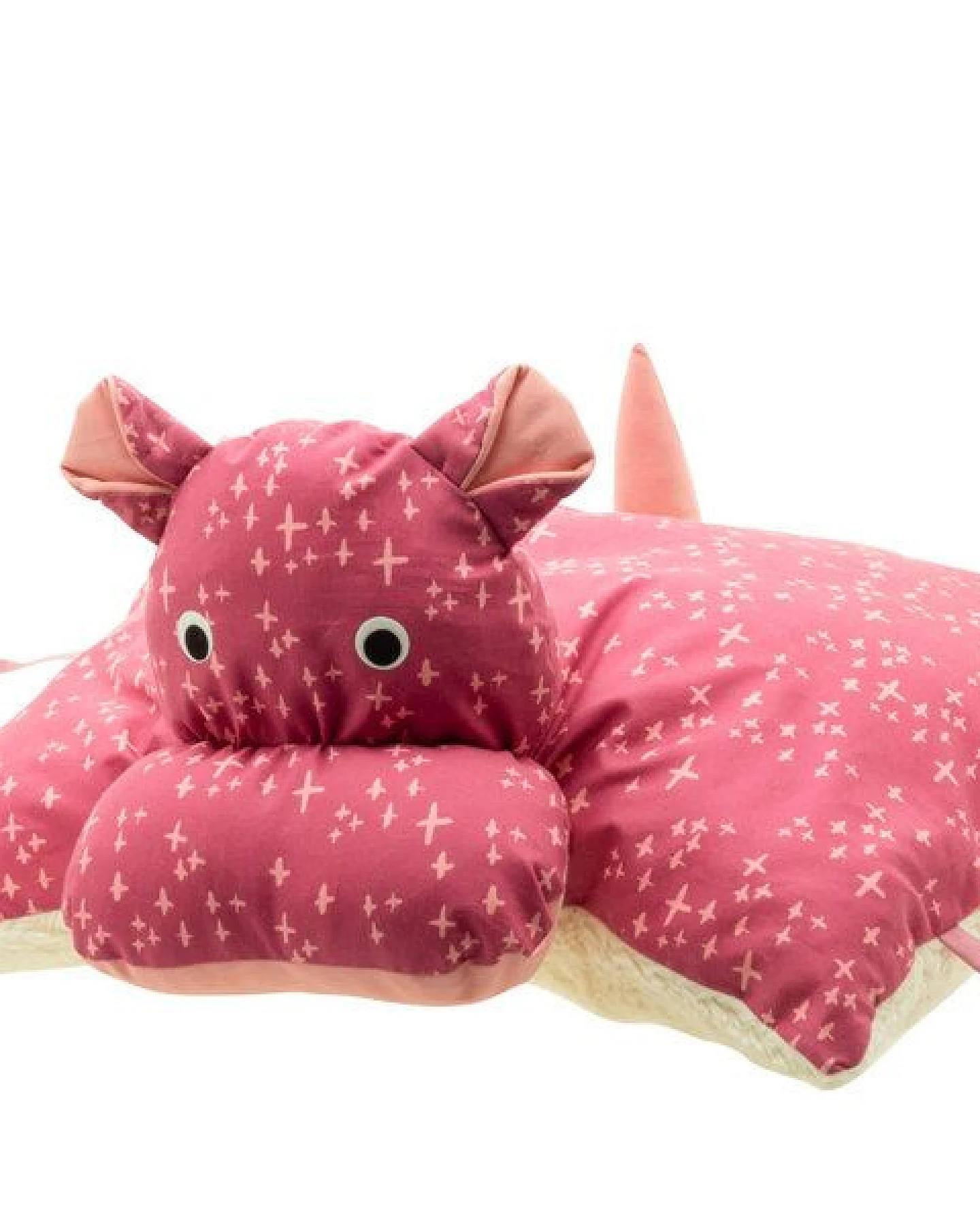 Flosinn Kuscheltierkissen Nilpferd mit Teddyplüsch aus Baumwolle. Personalisierbar – Ansicht 3