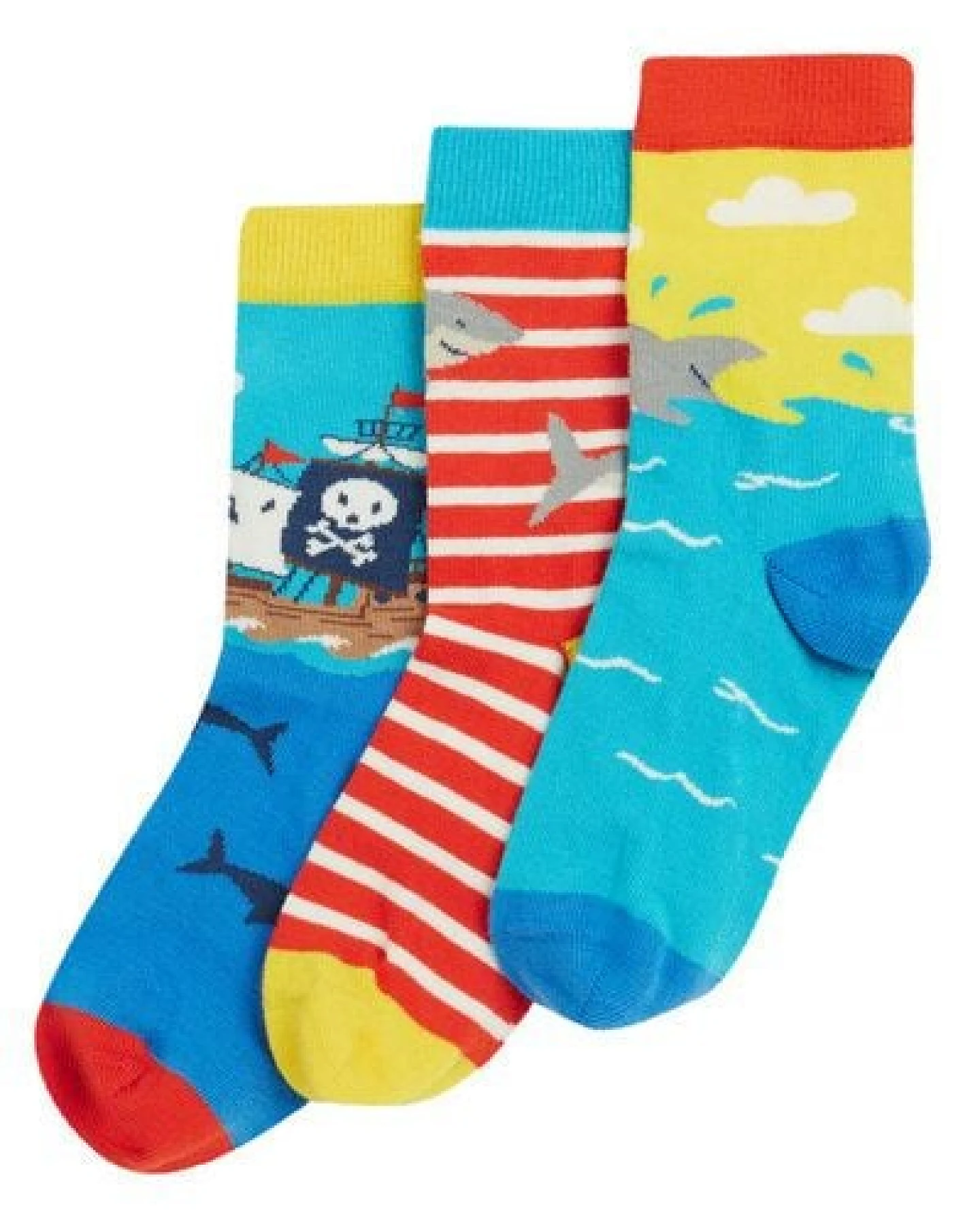 Frugi Kindersocken in Dreierpack mit Piraten – Ansicht 2