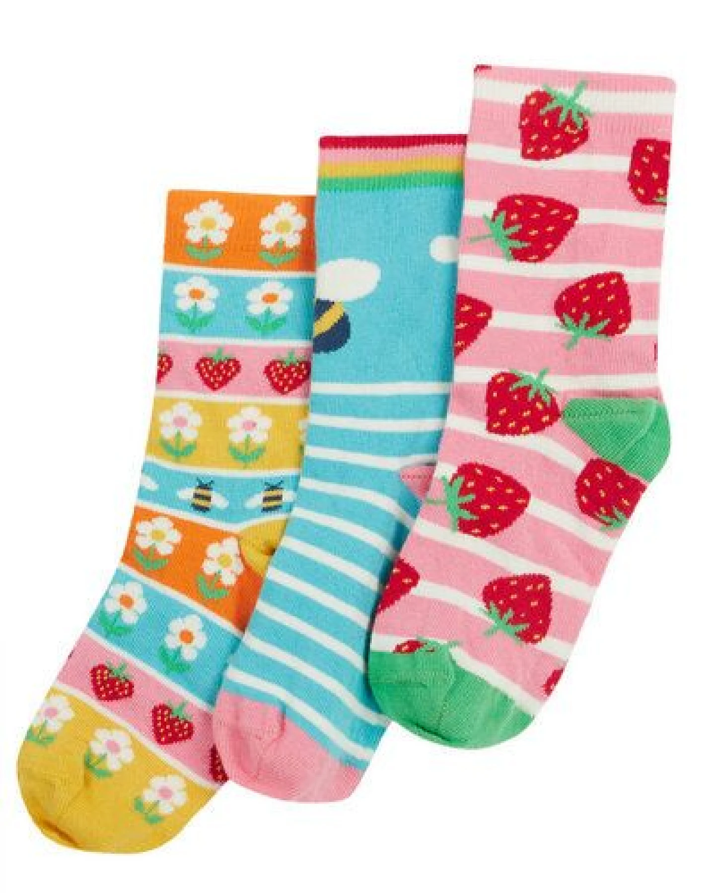Frugi Kindersocken in Dreierpack mit Erdbeeren – Ansicht 2