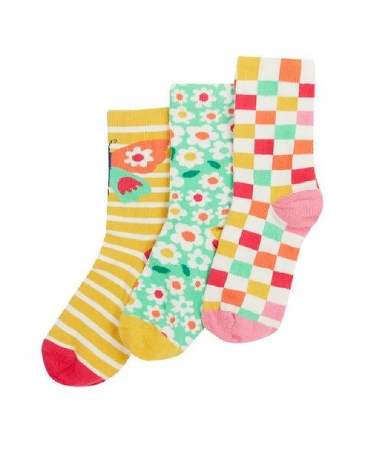 Frugi Kindersocken in Dreierpack mit Schmetterling