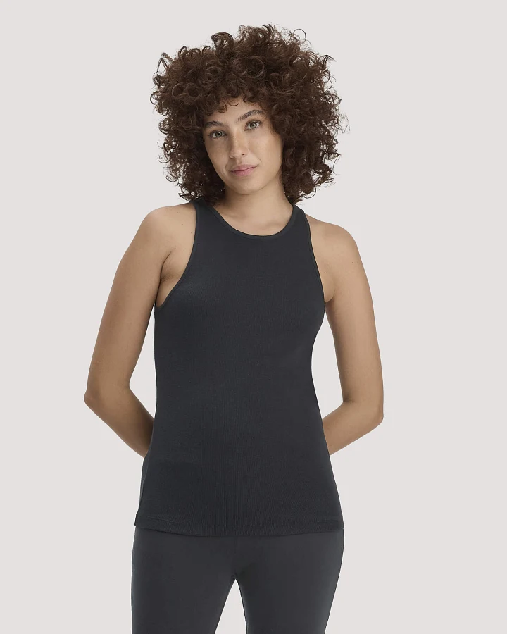 hessnatur Damen High-Neck Ribtop SOFT RIB aus Bio-Baumwolle - schwarz - Größe 34