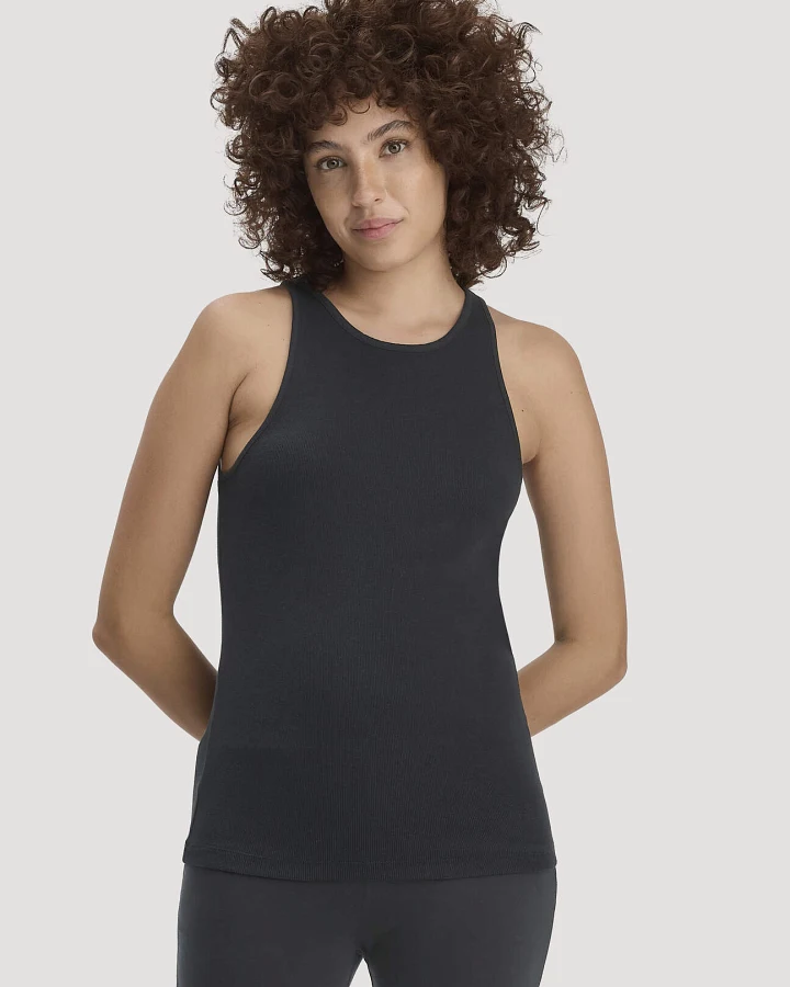 hessnatur Damen High-Neck Ribtop SOFT RIB aus Bio-Baumwolle - schwarz - Größe 34