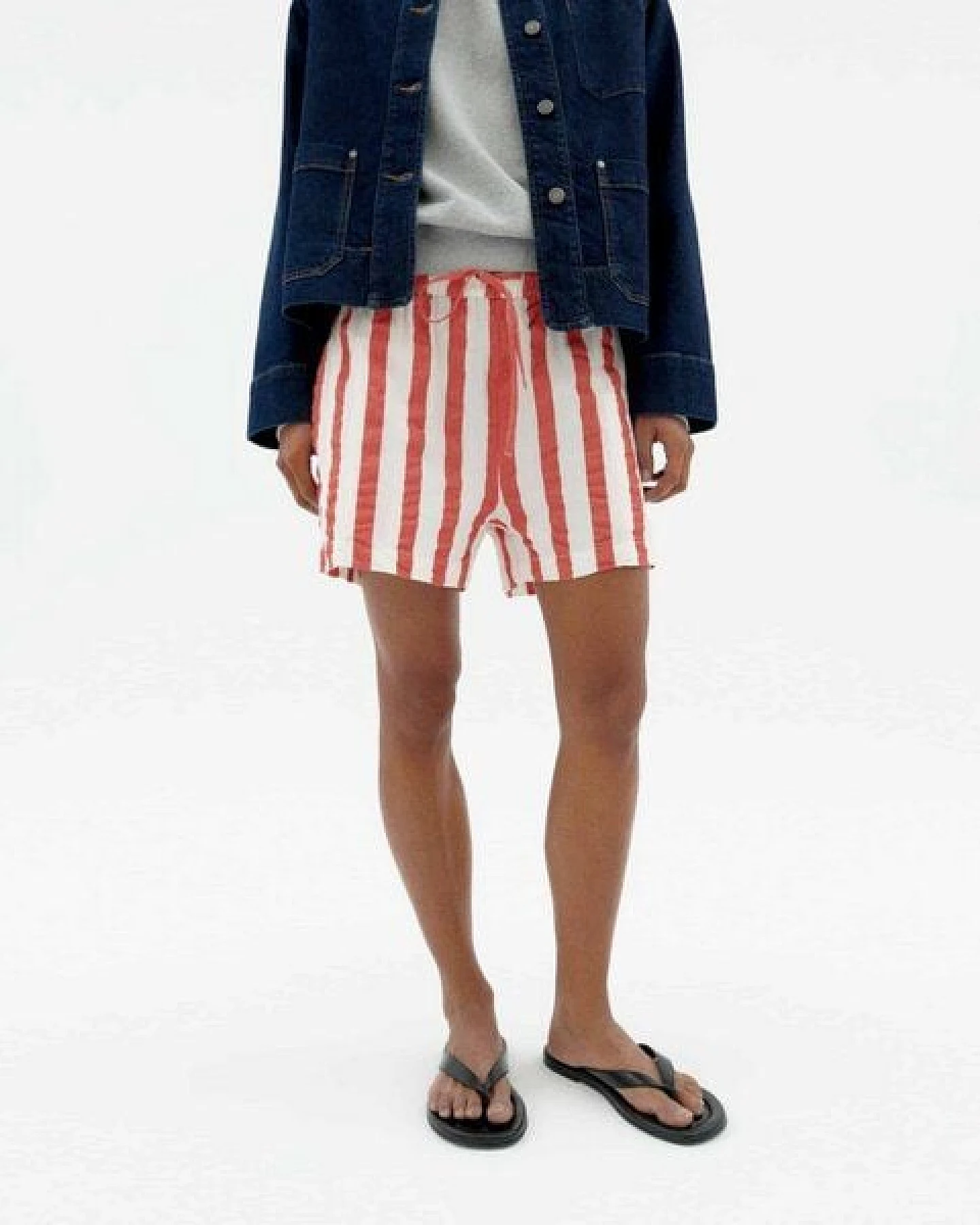 thinking mu Geranio Shorts - Red Maxi Stripes - Damen Shorts aus Bio-Baumwolle – Ansicht 3