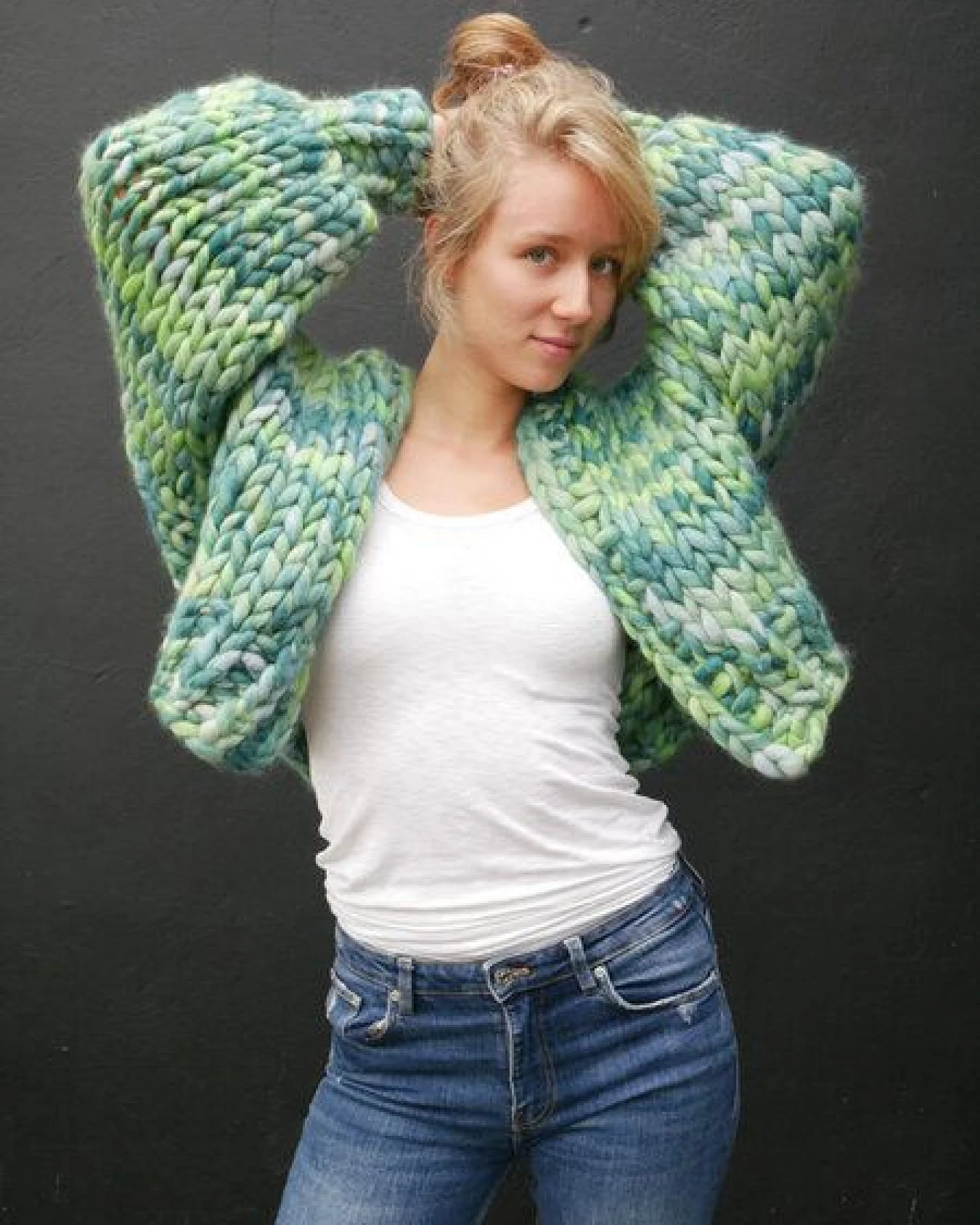 PANAPUFA 100% MERINO Chunky wolle Strickjacke – Ansicht 2