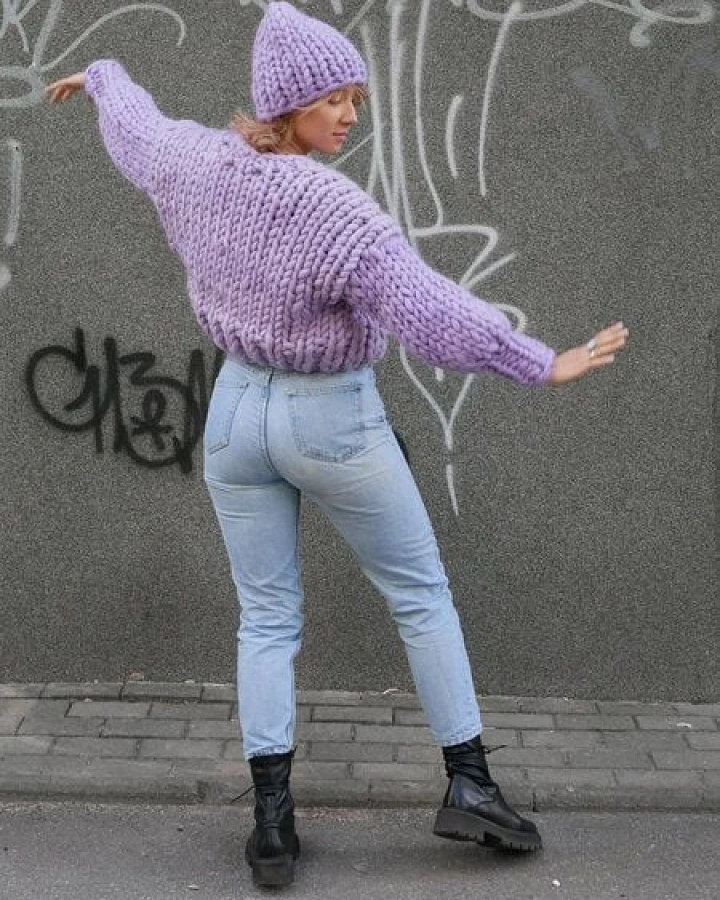 PANAPUFA 100% MERINO Chunky wolle Strickjacke