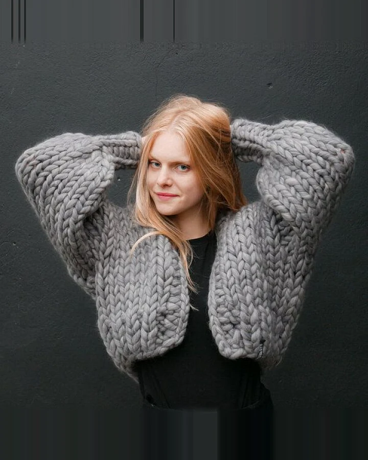 PANAPUFA 100% MERINO Chunky wolle Strickjacke