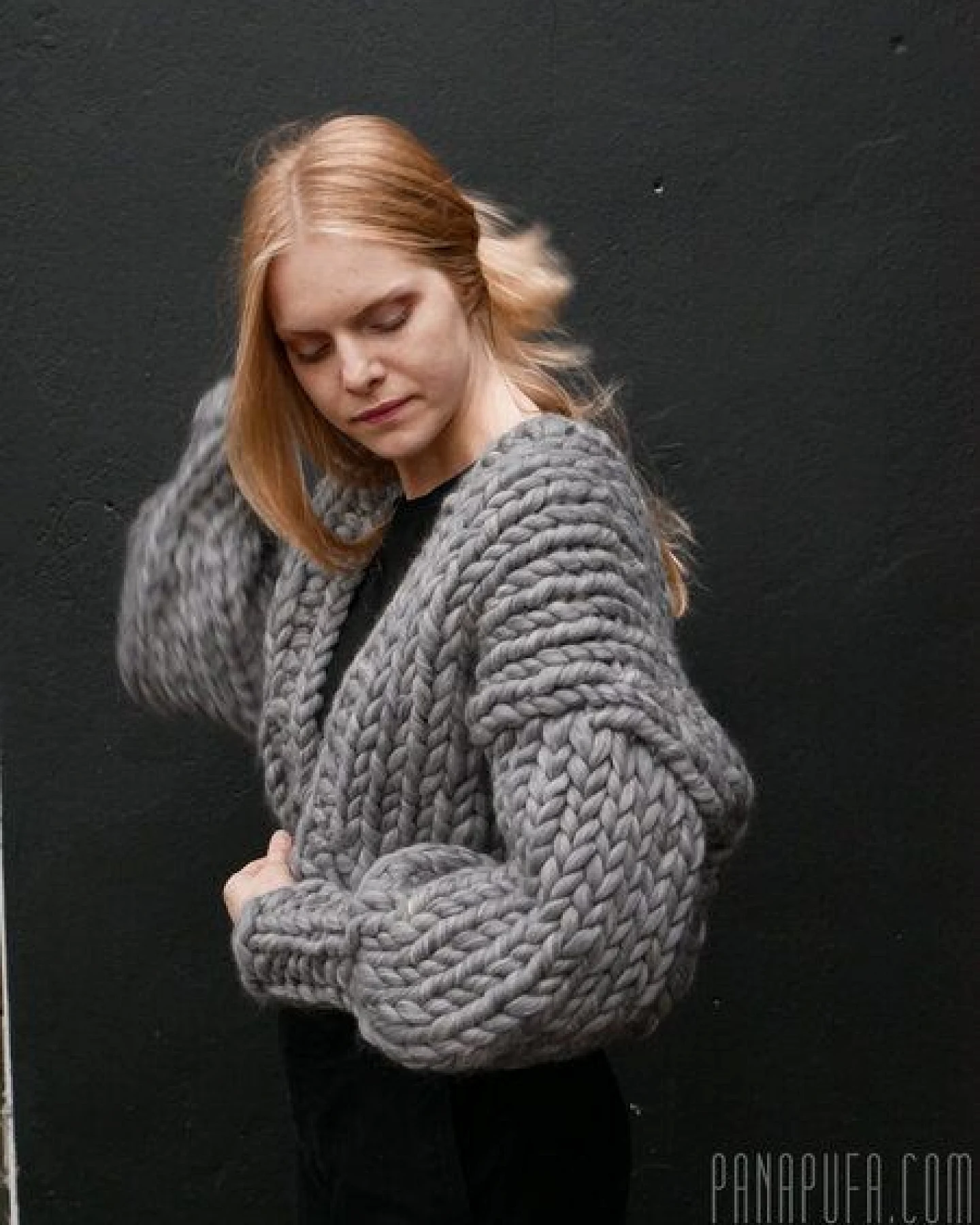 PANAPUFA 100% MERINO Chunky wolle Strickjacke – Ansicht 2