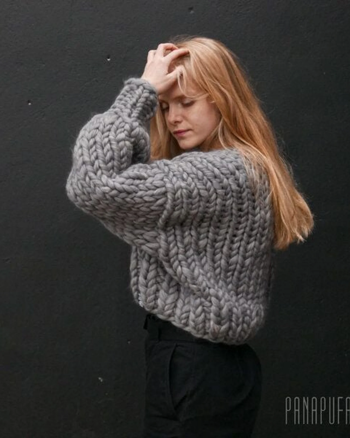 PANAPUFA 100% MERINO Chunky wolle Strickjacke – Ansicht 3