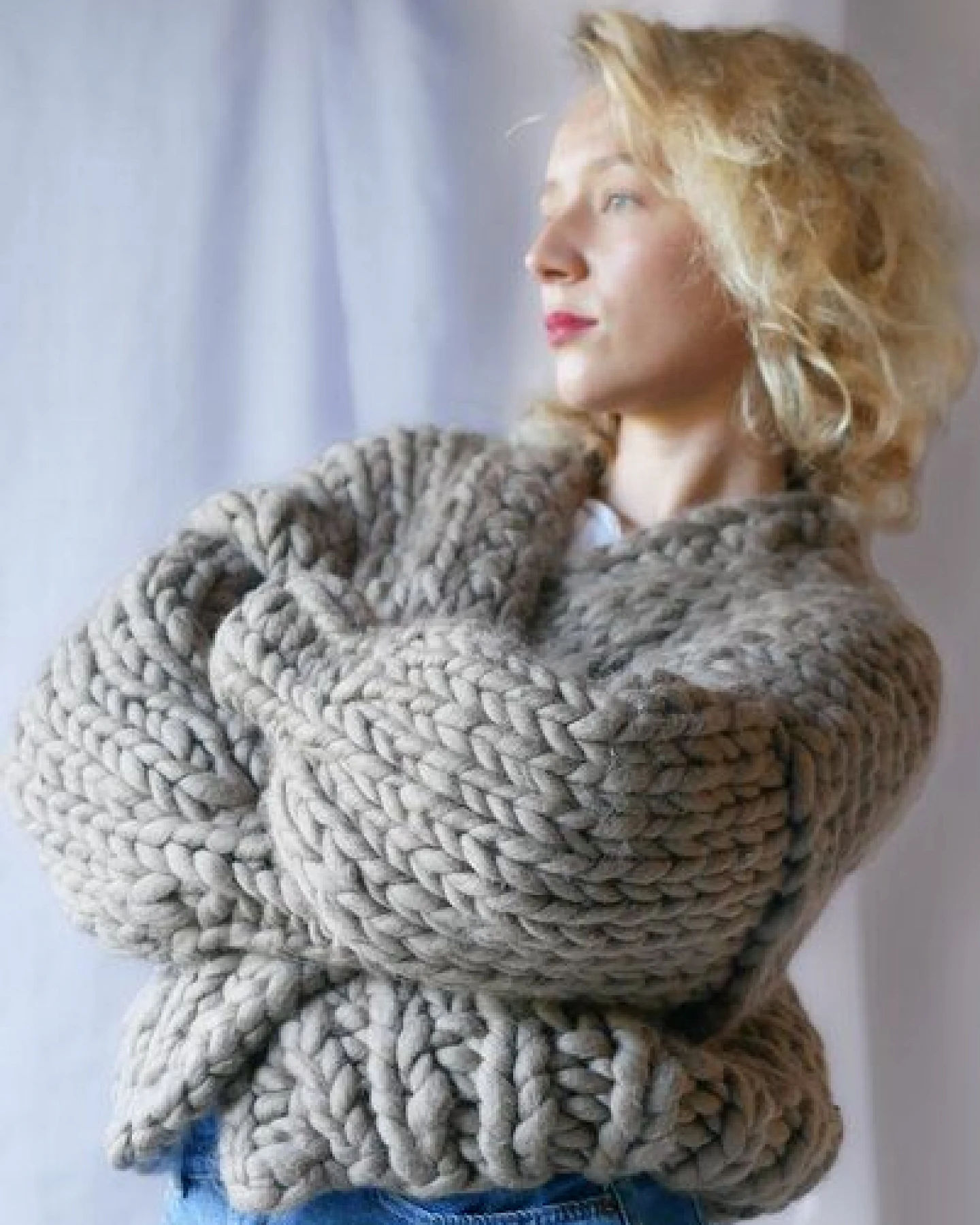 PANAPUFA 100% MERINO Chunky wolle Strickjacke – Ansicht 2