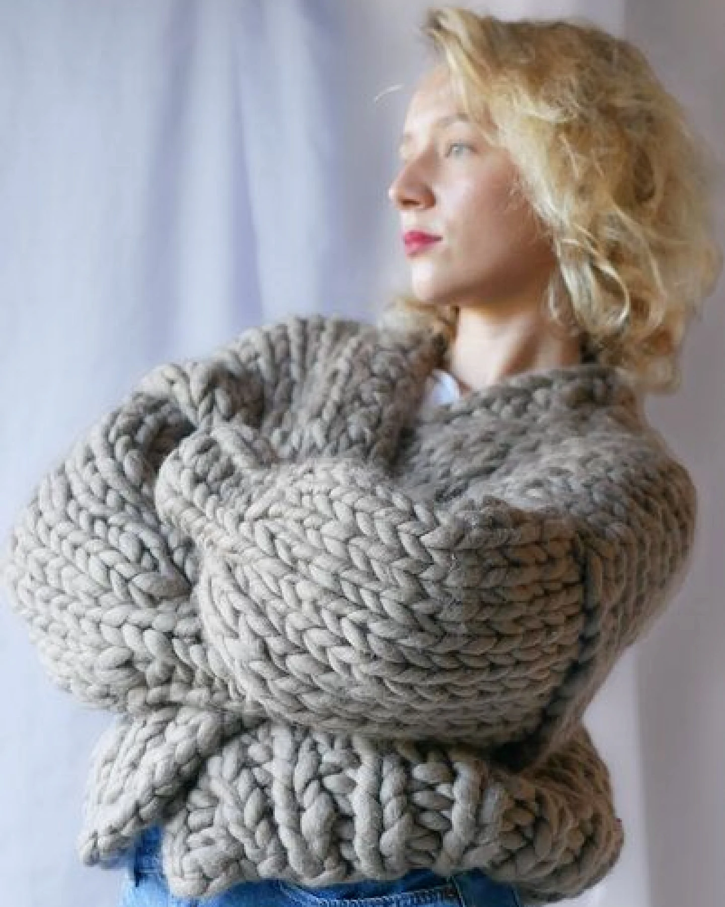 PANAPUFA 100% MERINO Chunky wolle Strickjacke – Ansicht 2