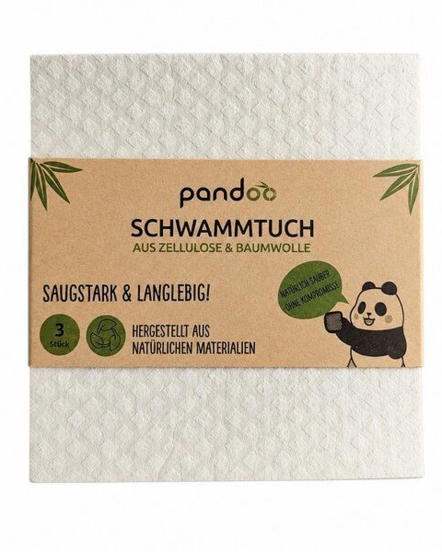 pandoo Nachhaltige Schwammtücher 3er-Set – waschbar, saugstark & plastikfrei – Ansicht 2