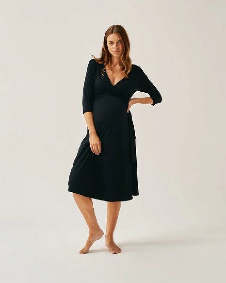 The Mama Set Wickelkleid „The Wrap Dress“ Figurschmeichelndes Wickelkleid für Schwangerschaft & Stillzeit