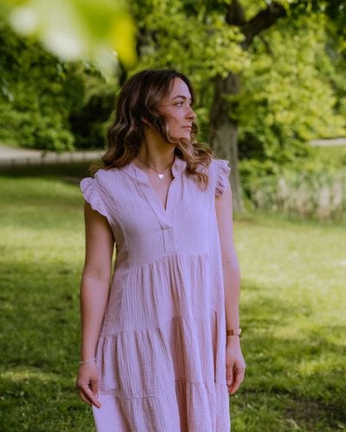 Hutch&Putch Musselin Sommerkleid - mit gerüschten Ärmeln - 100% Bio-Baumwolle - Volantkleid - kurzes Kleid - weich und atmungsaktiv – Ansicht 3