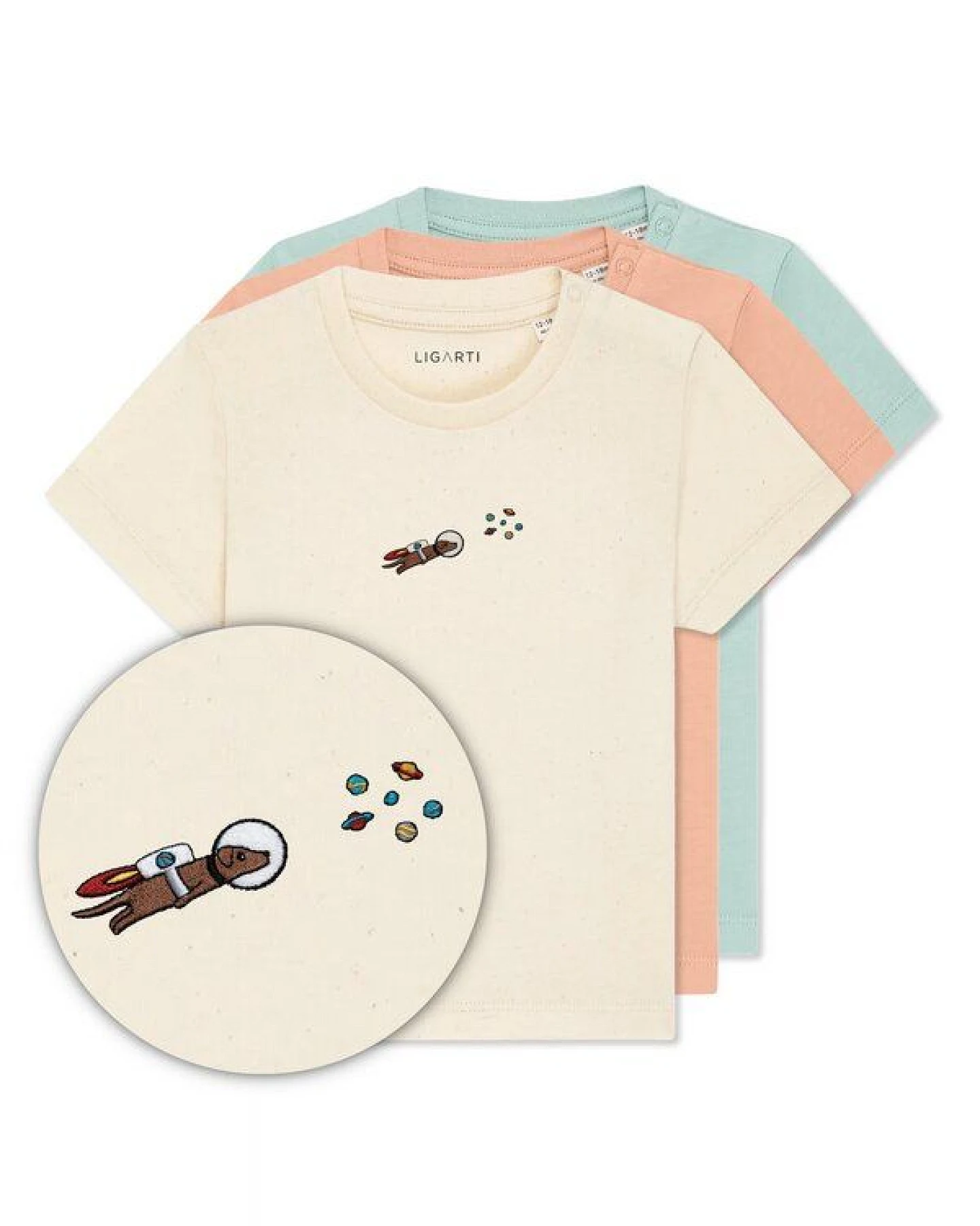 LIGARTI Babyshirt - Astrowau der Space-Hund – Ansicht 3
