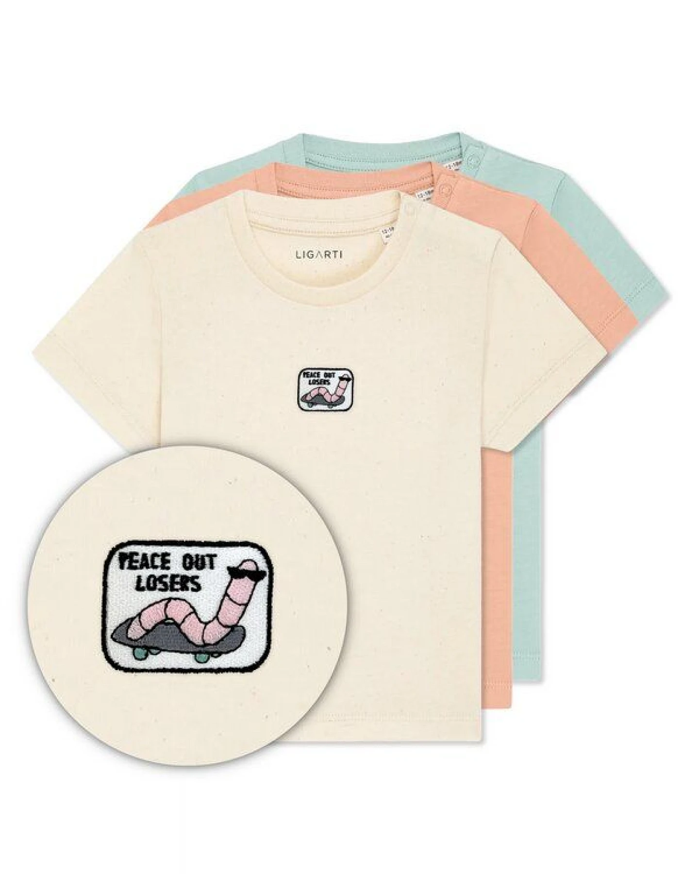 LIGARTI Babyshirt - Ollie die Skater-Wurm – Ansicht 3
