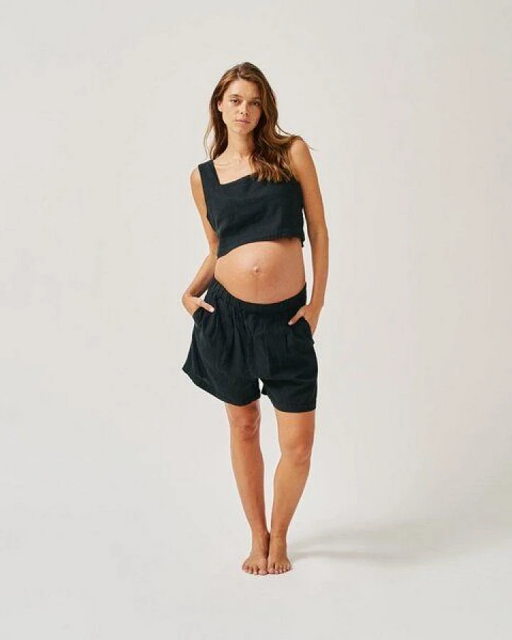 The Mama Set Leinen-Shorts „The Linen Short“ Elegante Shorts für Schwangerschaft & Wochenbett