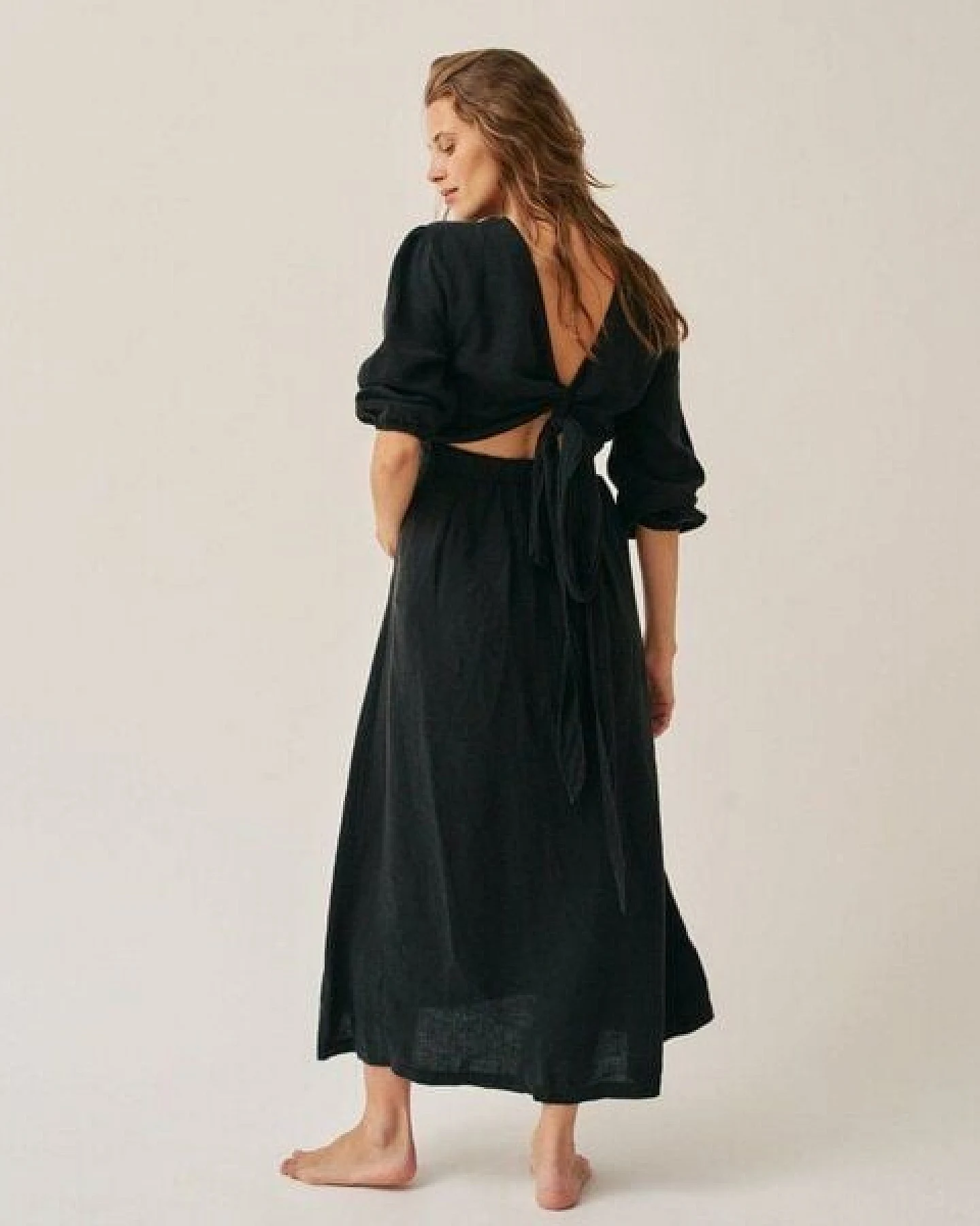 The Mama Set Leinen-Wickelkleid „The Linen Wrap Dress“ Elegantes Wickelkleid aus 100 % Leinen für Schwangerschaft & Stillzeit – Ansicht 2