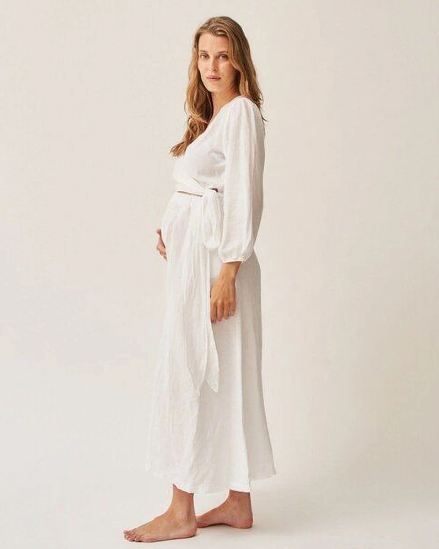 The Mama Set Leinen-Wickelkleid „The Linen Wrap Dress“ Elegantes Wickelkleid aus 100 % Leinen für Schwangerschaft & Stillzeit – Ansicht 3