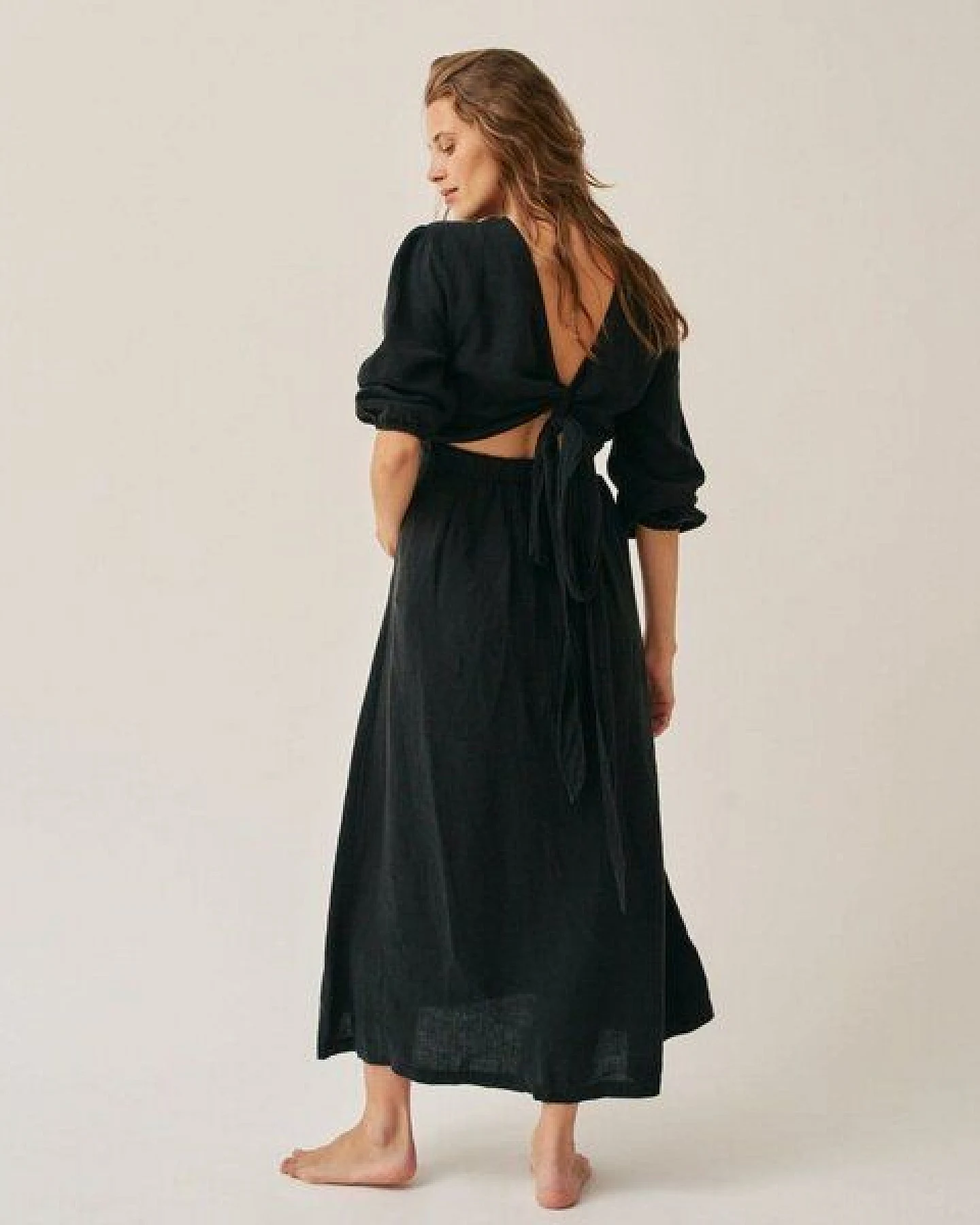 The Mama Set Leinen-Wickelkleid „The Linen Wrap Dress“ Elegantes Wickelkleid aus 100 % Leinen für Schwangerschaft & Stillzeit – Ansicht 2