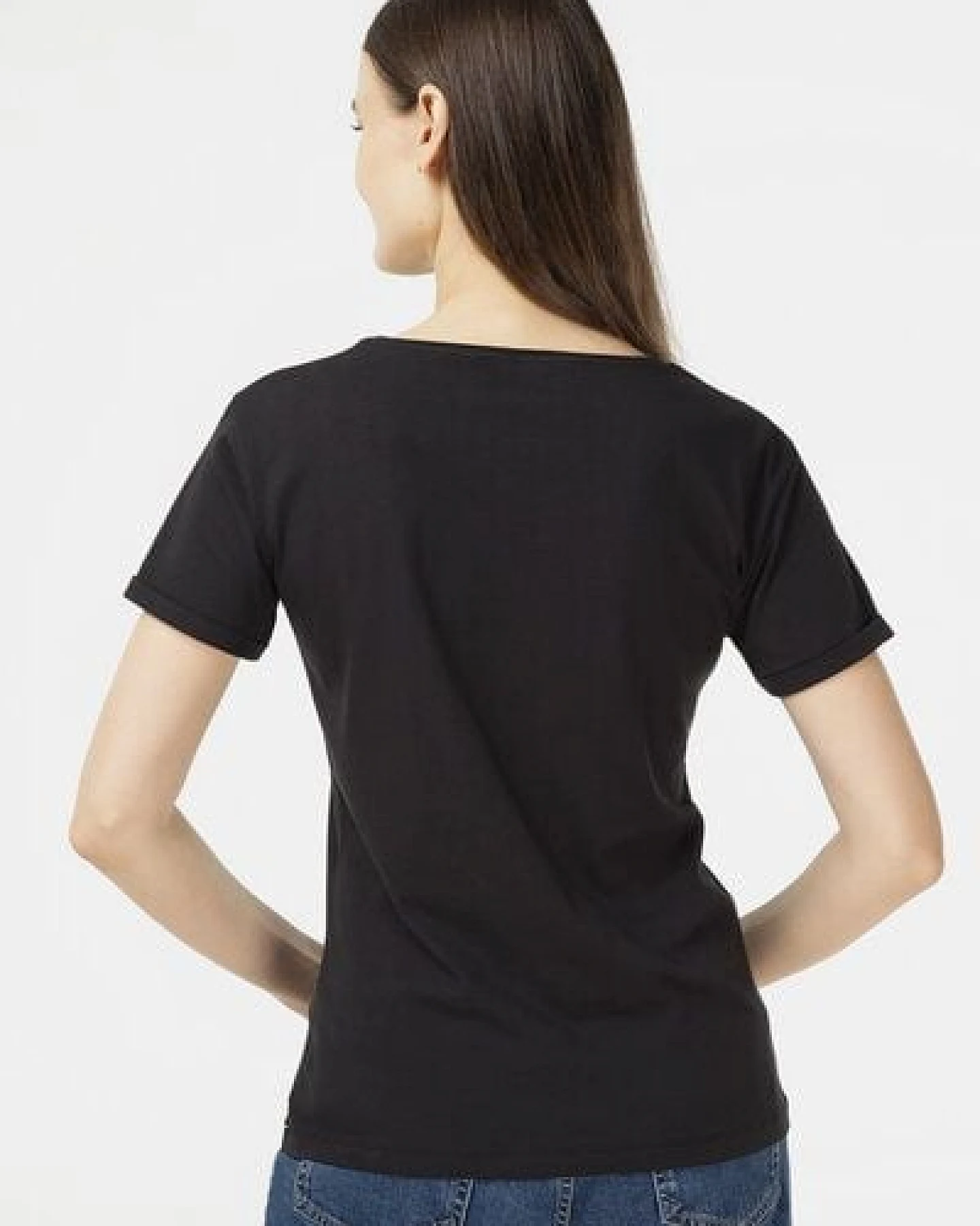 Evermind Damen T-Shirt mit umgeschlagenen Ärmeln – Ansicht 3