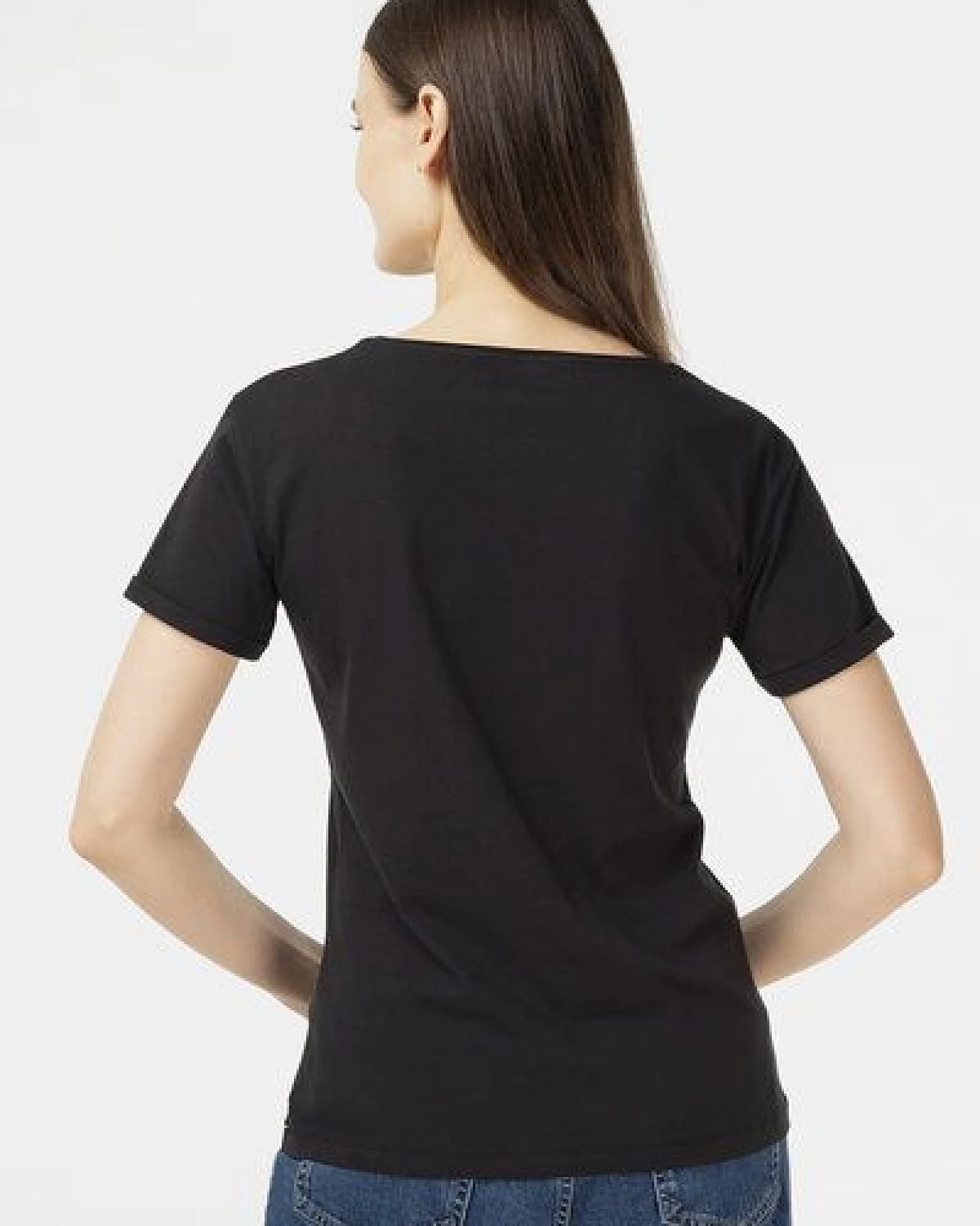 Evermind Damen T-Shirt mit umgeschlagenen Ärmeln – Ansicht 3