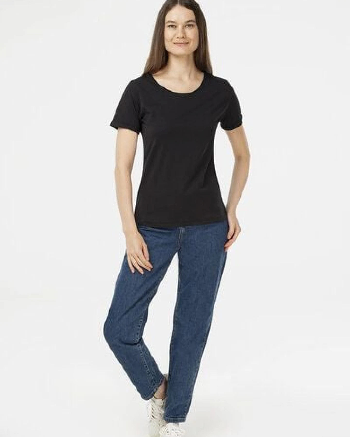 Evermind Damen T-Shirt mit umgeschlagenen Ärmeln – Ansicht 4