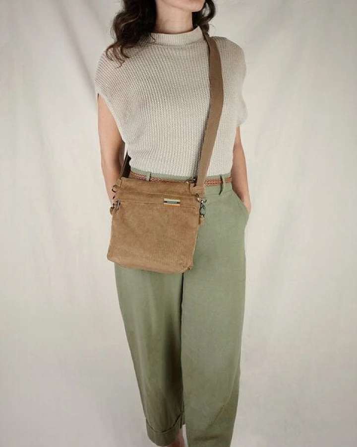 seasara Cord-Tasche Umhängetasche Damen & Herren aus Bio-Baumwolle, light brown
