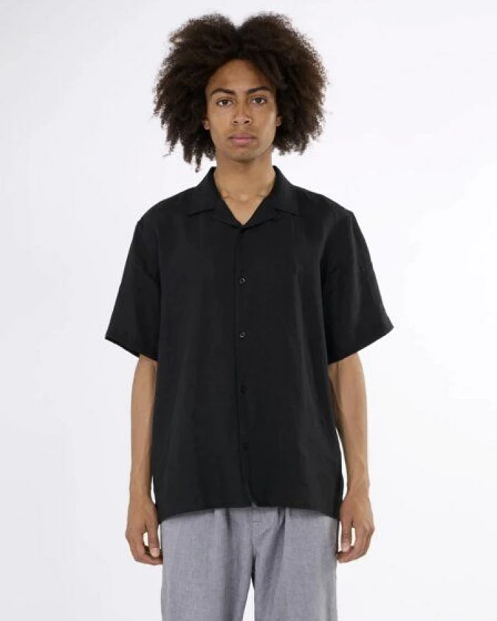 KnowledgeCotton Apparel Box Fit Short Sleeved Linen Shirt