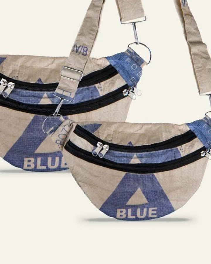Nyuzi Blackwhite Upcycling Bauchtasche, Crossbodytasche