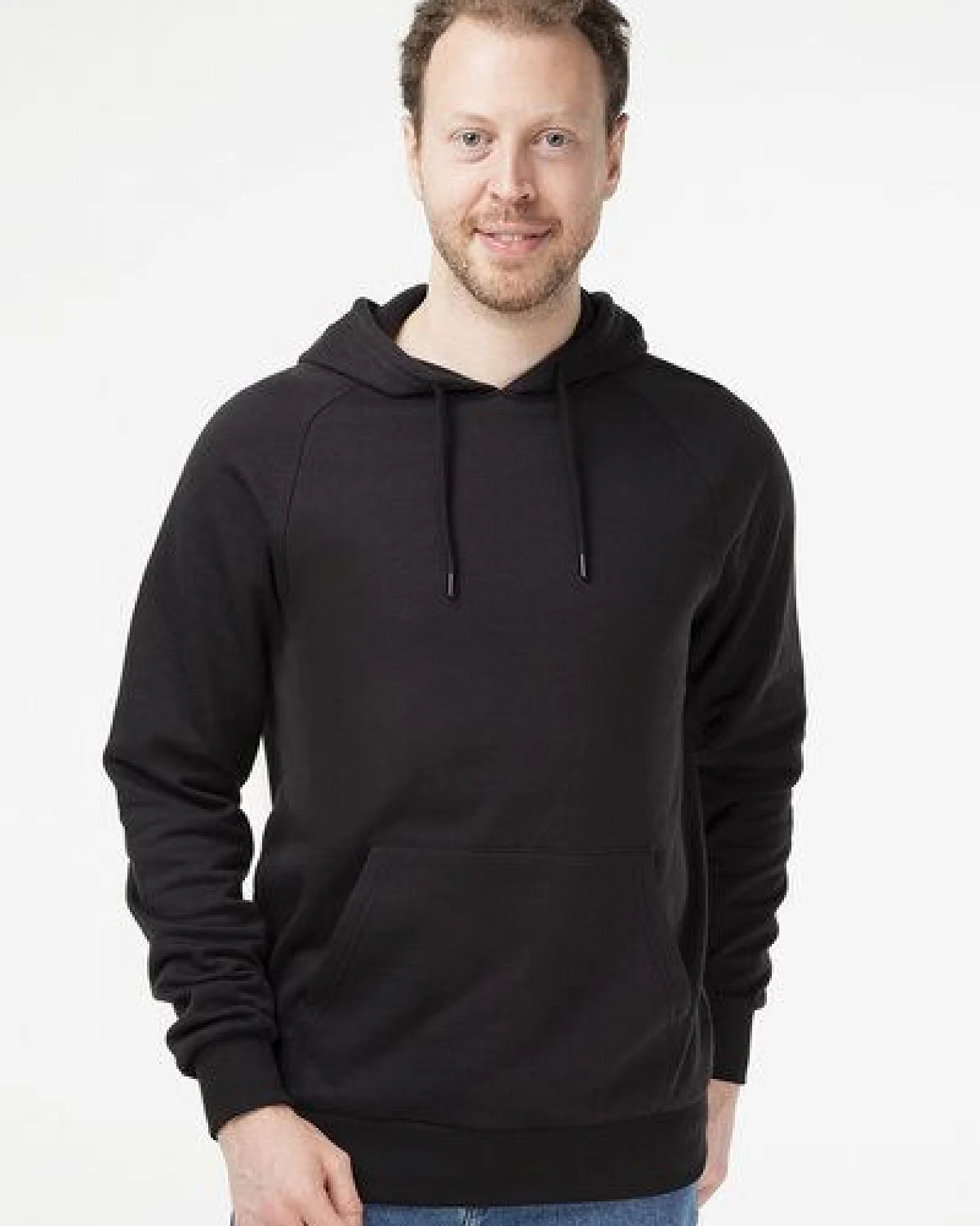 Evermind Unisex Raglan Hoodie aus Bio-Baumwolle – Ansicht 2