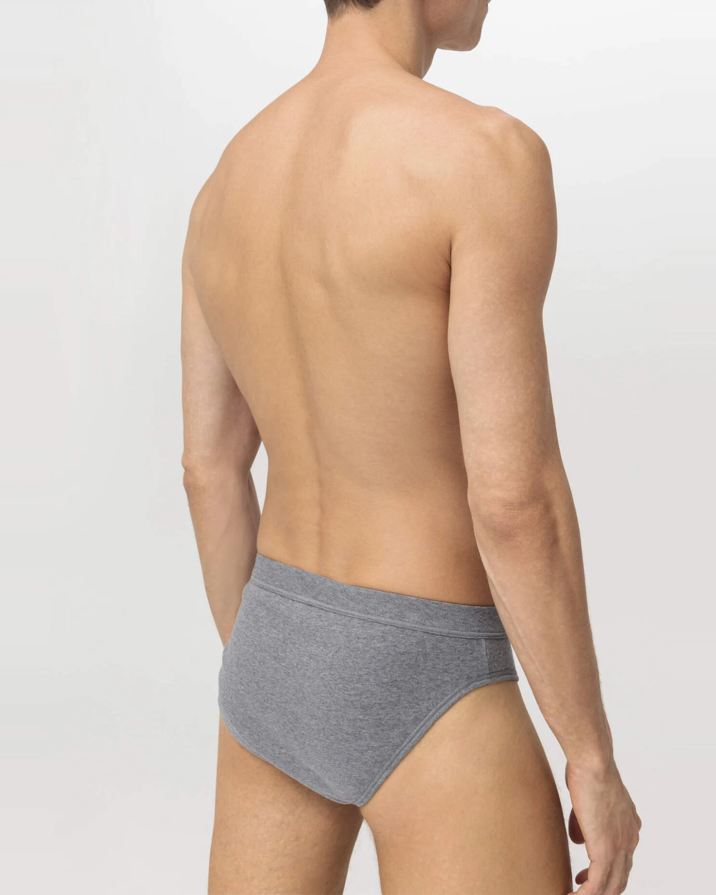 hessnatur Herren Slip Regular Cut im 2er-Pack PURE NATURE aus Bio-Baumwolle - grau - Größe 5 = M – Ansicht 2